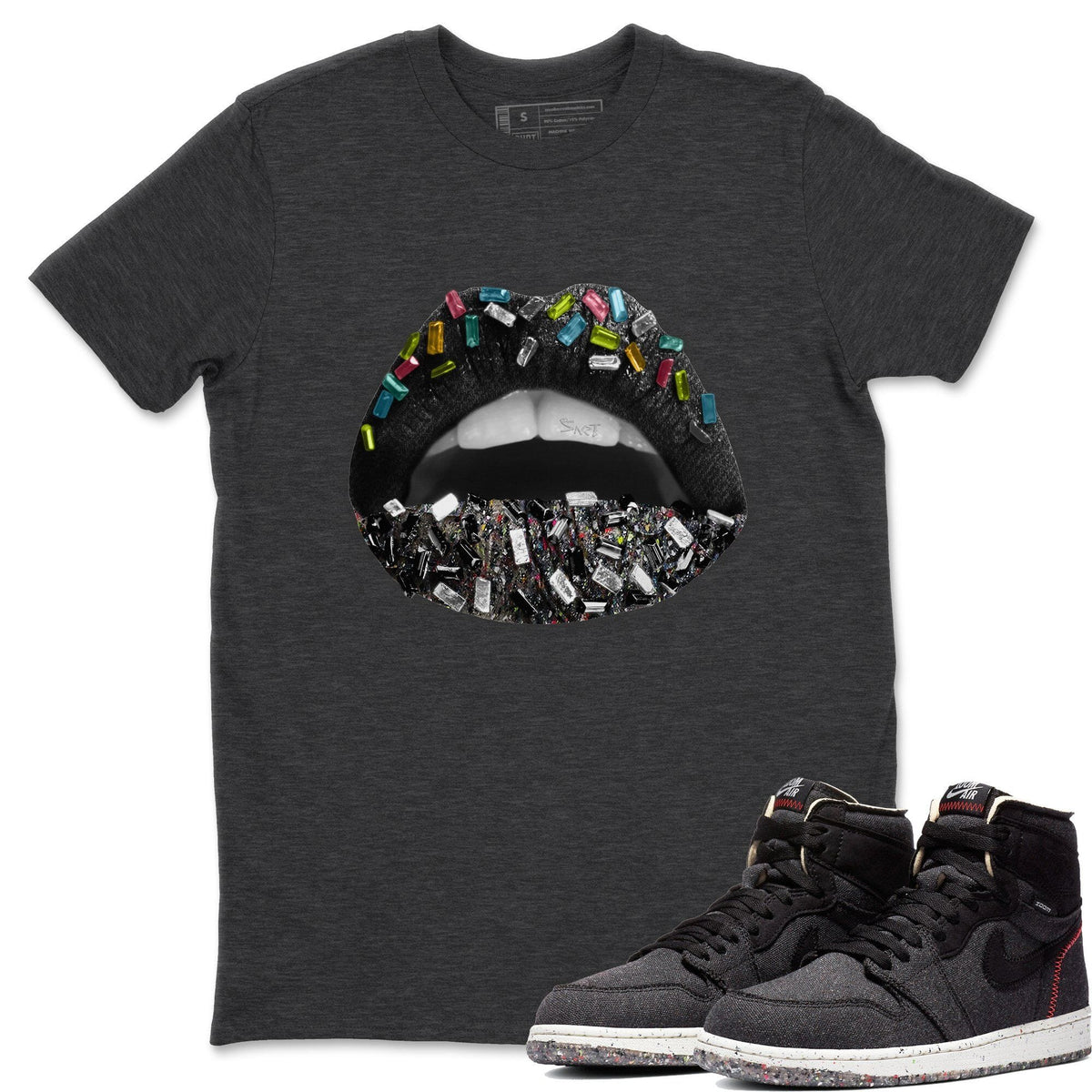 Jordan 1 Zoom Crater Sneaker Matching T-Shirt Lips Jewel Sneaker Tees Jordan 1 Zoom Crater Sneaker Release Tees Crew Neck Tees