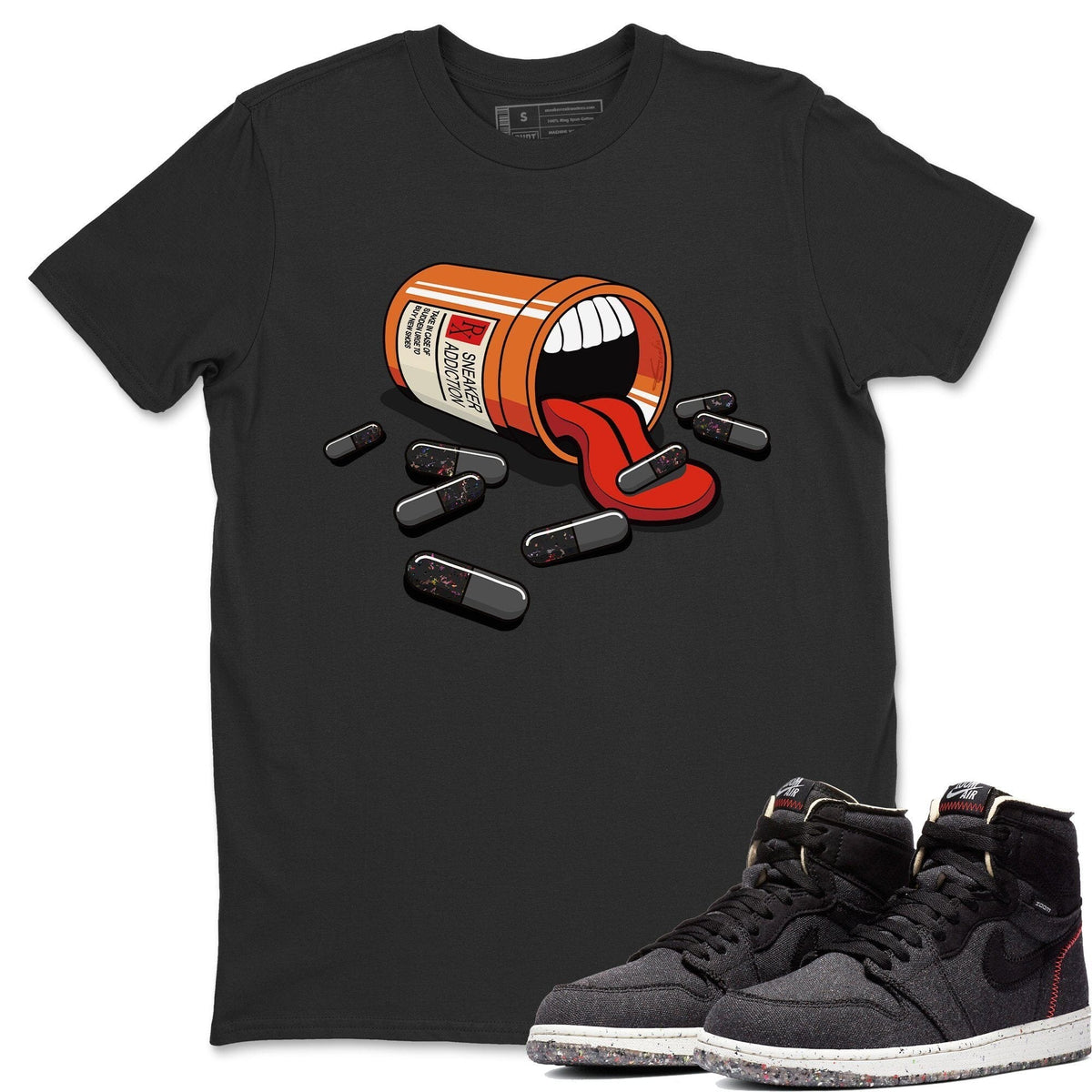 Jordan 1 Zoom Crater Sneaker Matching T-Shirt Sneaker Addiction Sneaker Tees Jordan 1 Zoom Crater Sneaker Release Tees Crew Neck Tees