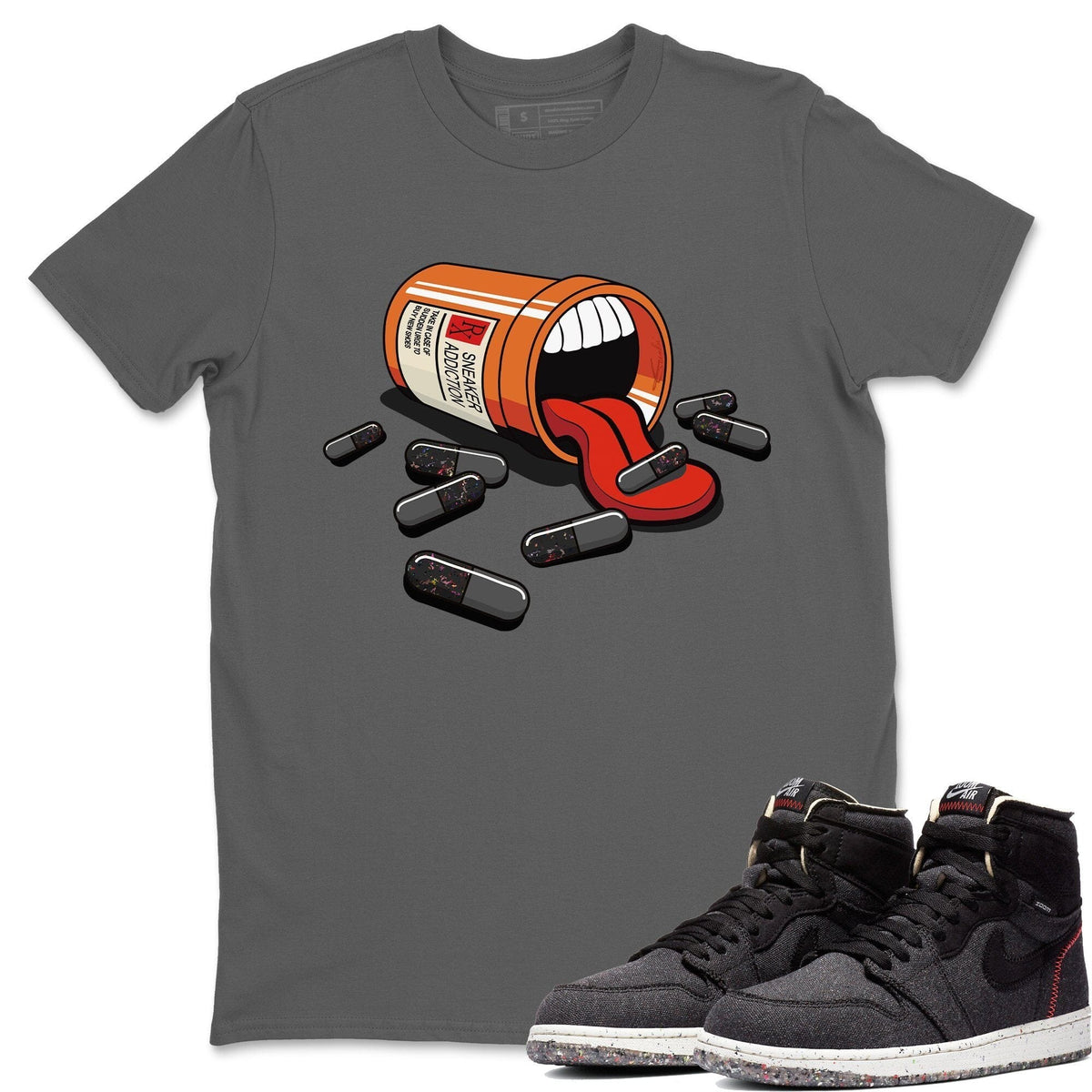 Jordan 1 Zoom Crater Sneaker Matching T-Shirt Sneaker Addiction Sneaker Tees Jordan 1 Zoom Crater Sneaker Release Tees Crew Neck Tees