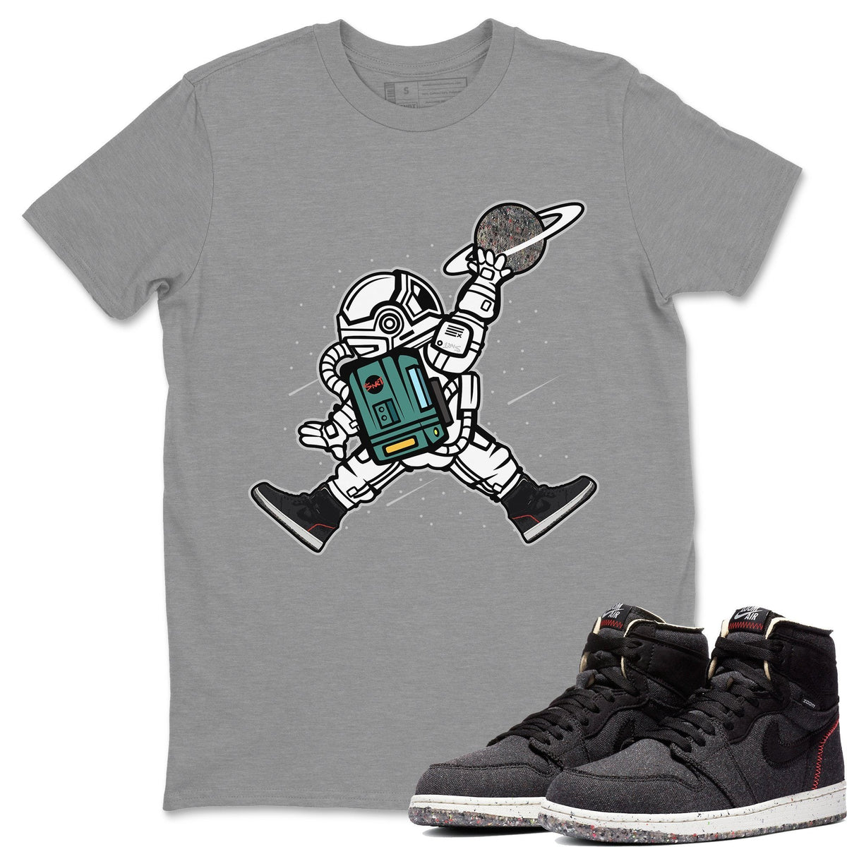 Jordan 1 Zoom Crater Sneaker Matching T-Shirt Space Jump Sneaker Tees Jordan 1 Zoom Crater Sneaker Release Tees Crew Neck Tees