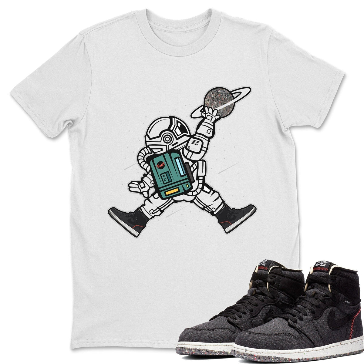 Jordan 1 Zoom Crater Sneaker Matching T-Shirt Space Jump Sneaker Tees Jordan 1 Zoom Crater Sneaker Release Tees Crew Neck Tees
