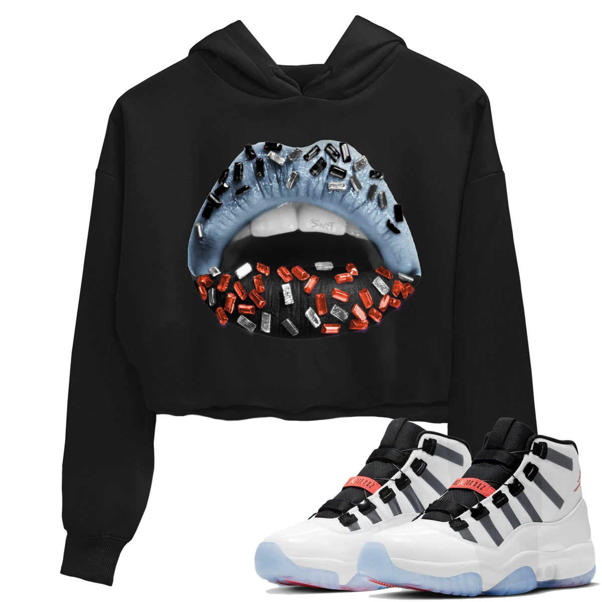 Jordan 11 Adapt Sneaker Matching T-Shirt Lips Jewel Sneaker Tees Jordan 11 Adapt Sneaker Release Tees Women's Shirts