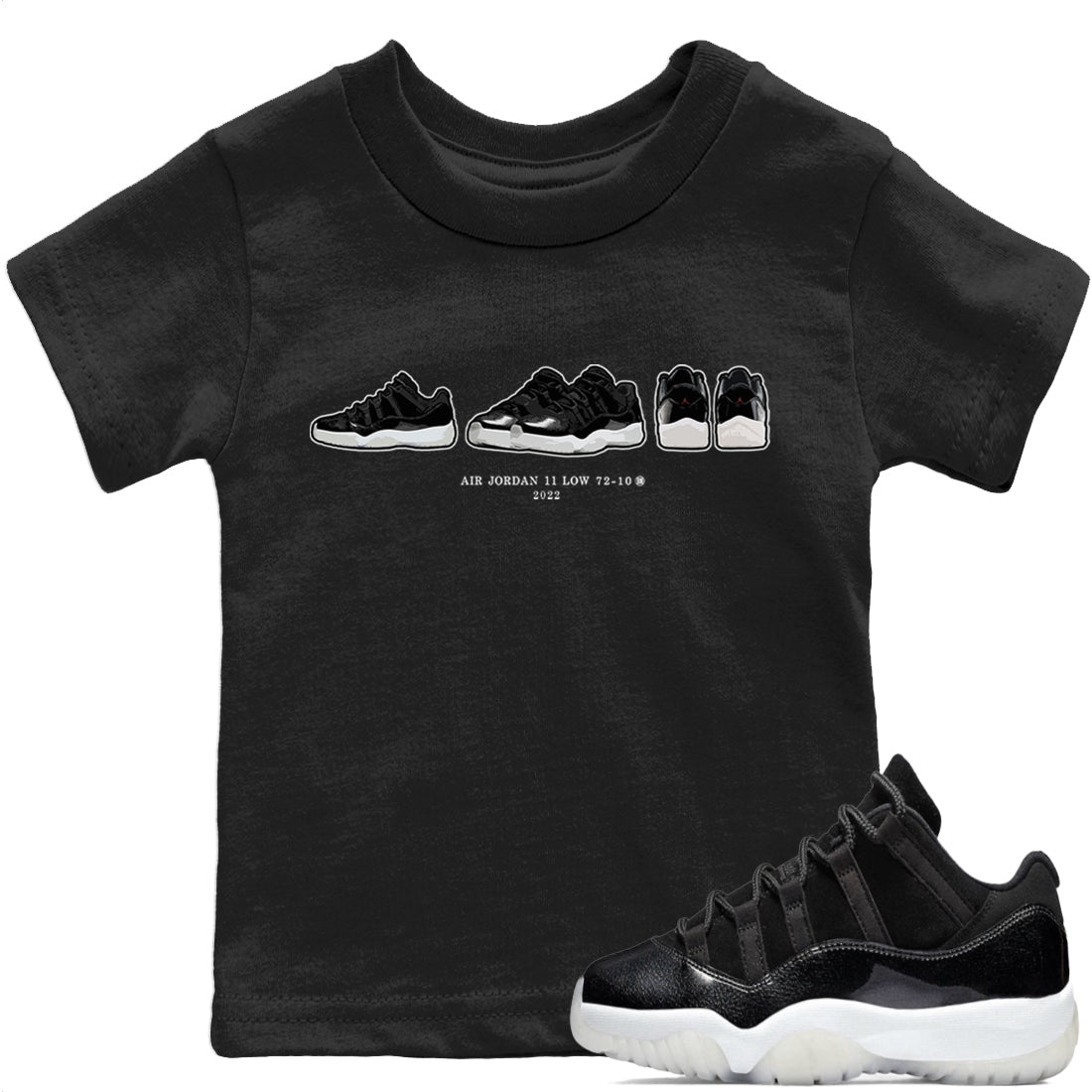 Jordan 11 72-10 Sneaker Matching T-Shirt Air Jordan 11 Prelude Sneaker Tees Jordan 11 72-10 Sneaker Release Tees Kids Shirts