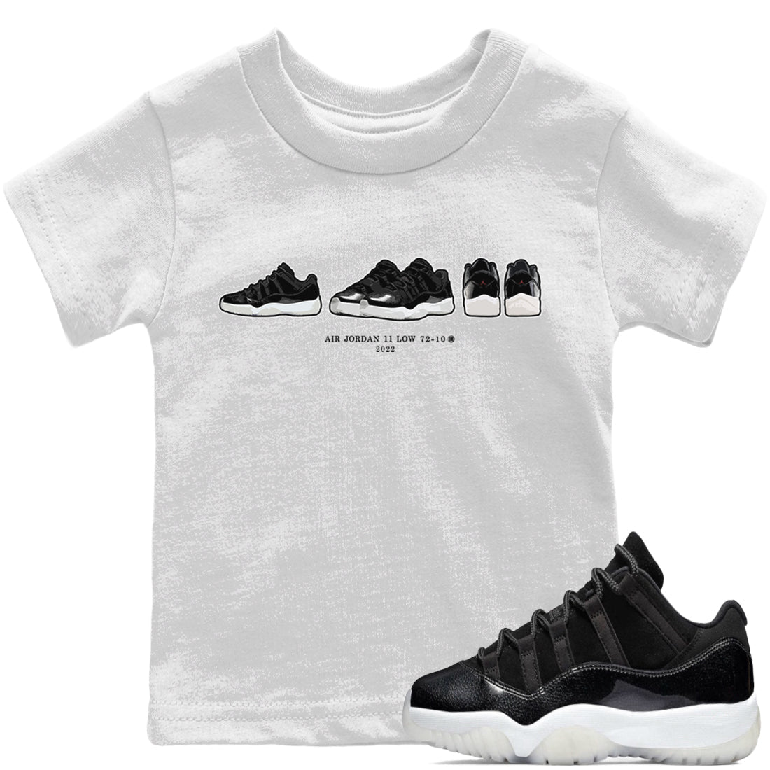 Jordan 11 72-10 Sneaker Matching T-Shirt Air Jordan 11 Prelude Sneaker Tees Jordan 11 72-10 Sneaker Release Tees Kids Shirts