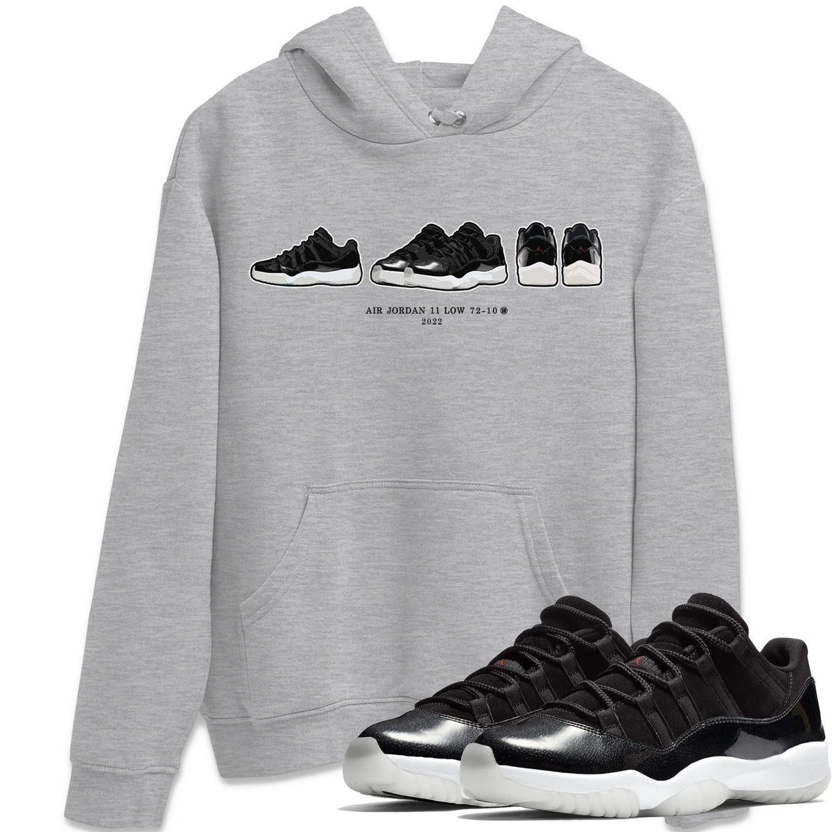 Jordan 11 72-10 Sneaker Matching T-Shirt Air Jordan 11 Prelude Sneaker Tees Jordan 11 72-10 Sneaker Release Tees Crew Neck Tees