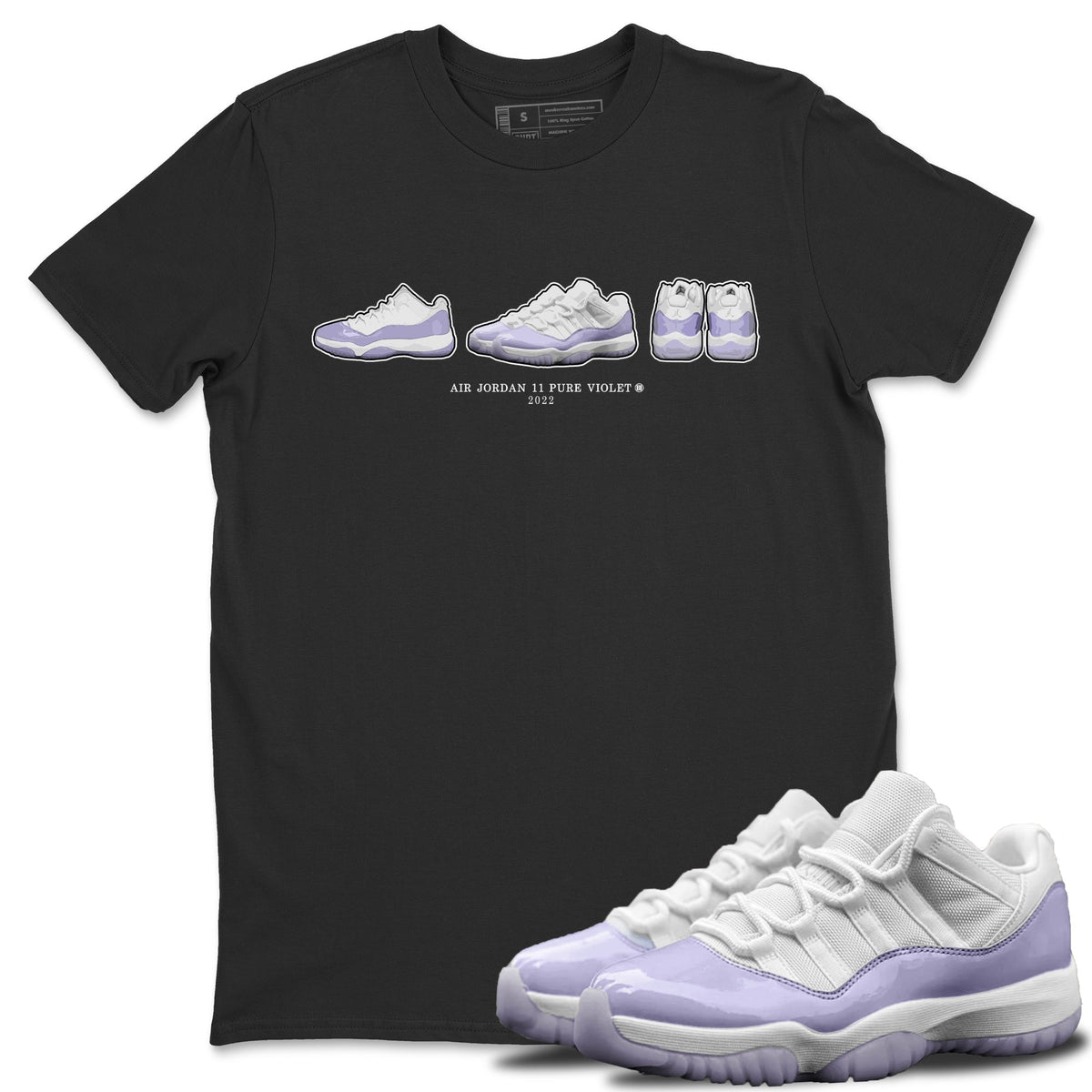 Jordan 11 Pure Violet Sneaker Matching T-Shirt Air Jordan 11 Prelude Sneaker Tees Jordan 11 Pure Violet Sneaker Release Tees Crew Neck Tees