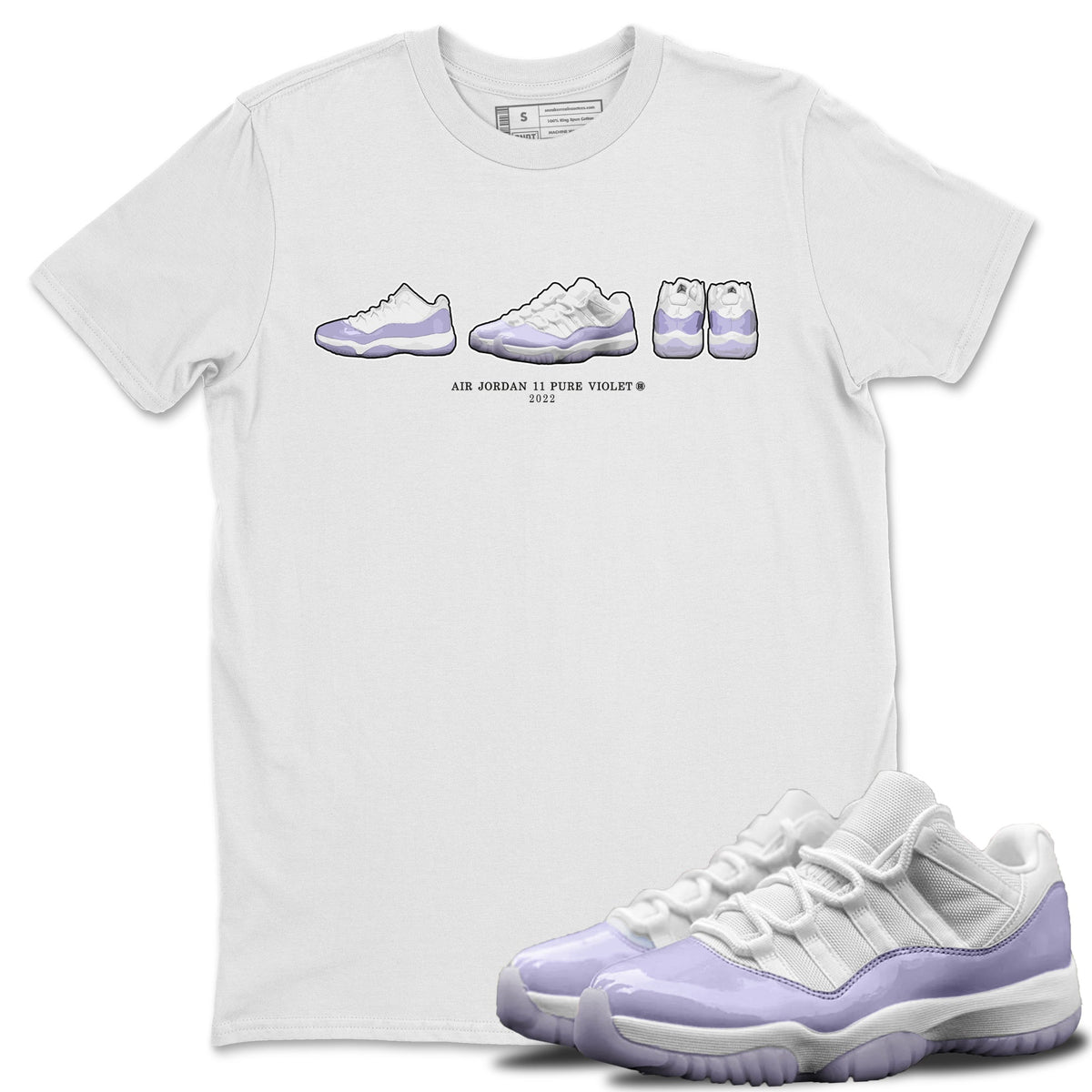 Jordan 11 Pure Violet Sneaker Matching T-Shirt Air Jordan 11 Prelude Sneaker Tees Jordan 11 Pure Violet Sneaker Release Tees Crew Neck Tees