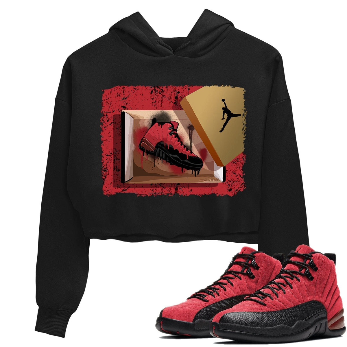 Jordan 12 Reverse Flu Game Sneaker Matching T-Shirt New Kicks Sneaker Tees Jordan 12 Reverse Flu Game Sneaker Release Tees Women's Shirts