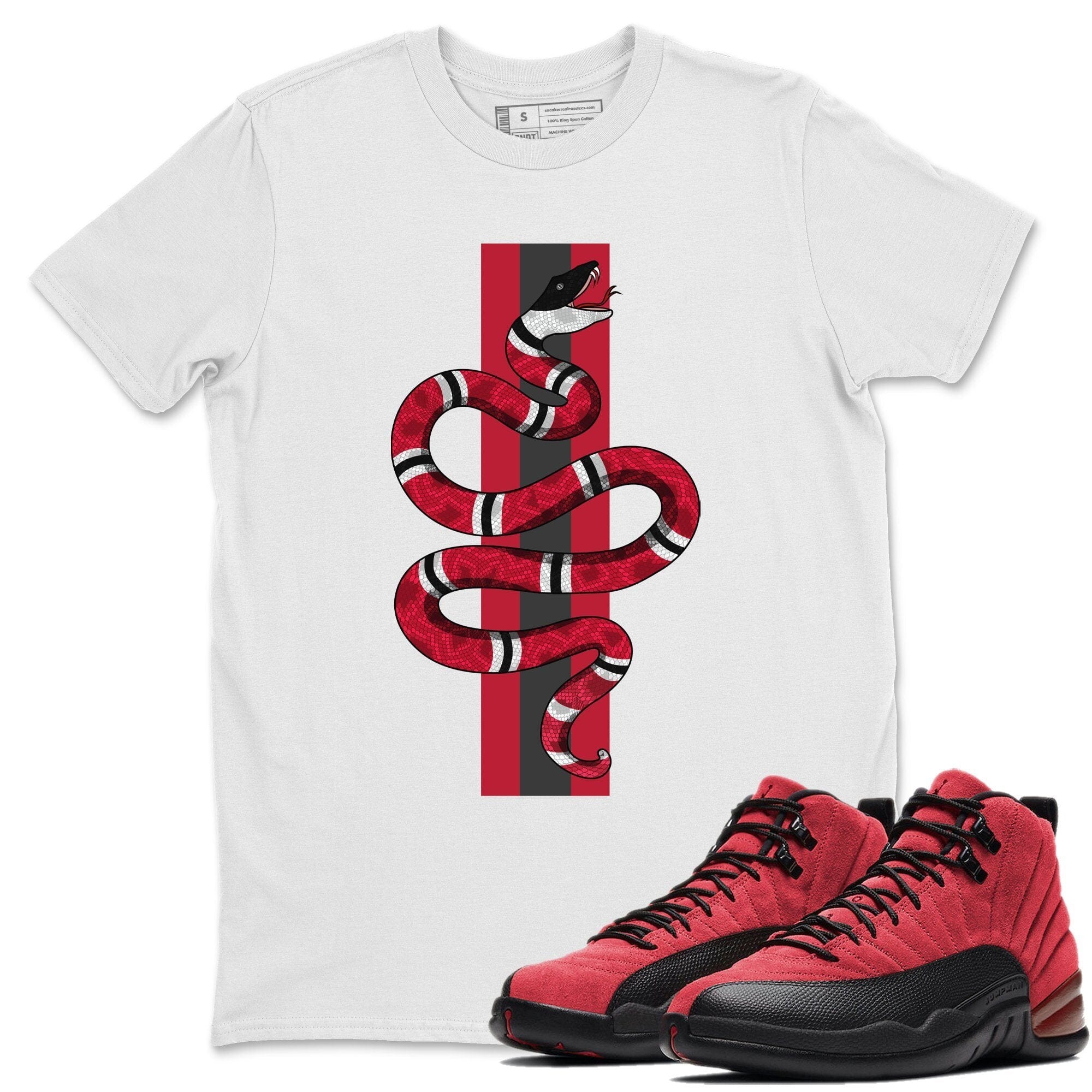 Jordan 12 Reverse Flu Game Shirt To Match Jordans Snake Sneaker Tees Jordan 12 Reverse Flu Game Drip Gear Zone Sneaker Matching Clothing Unisex Shirts