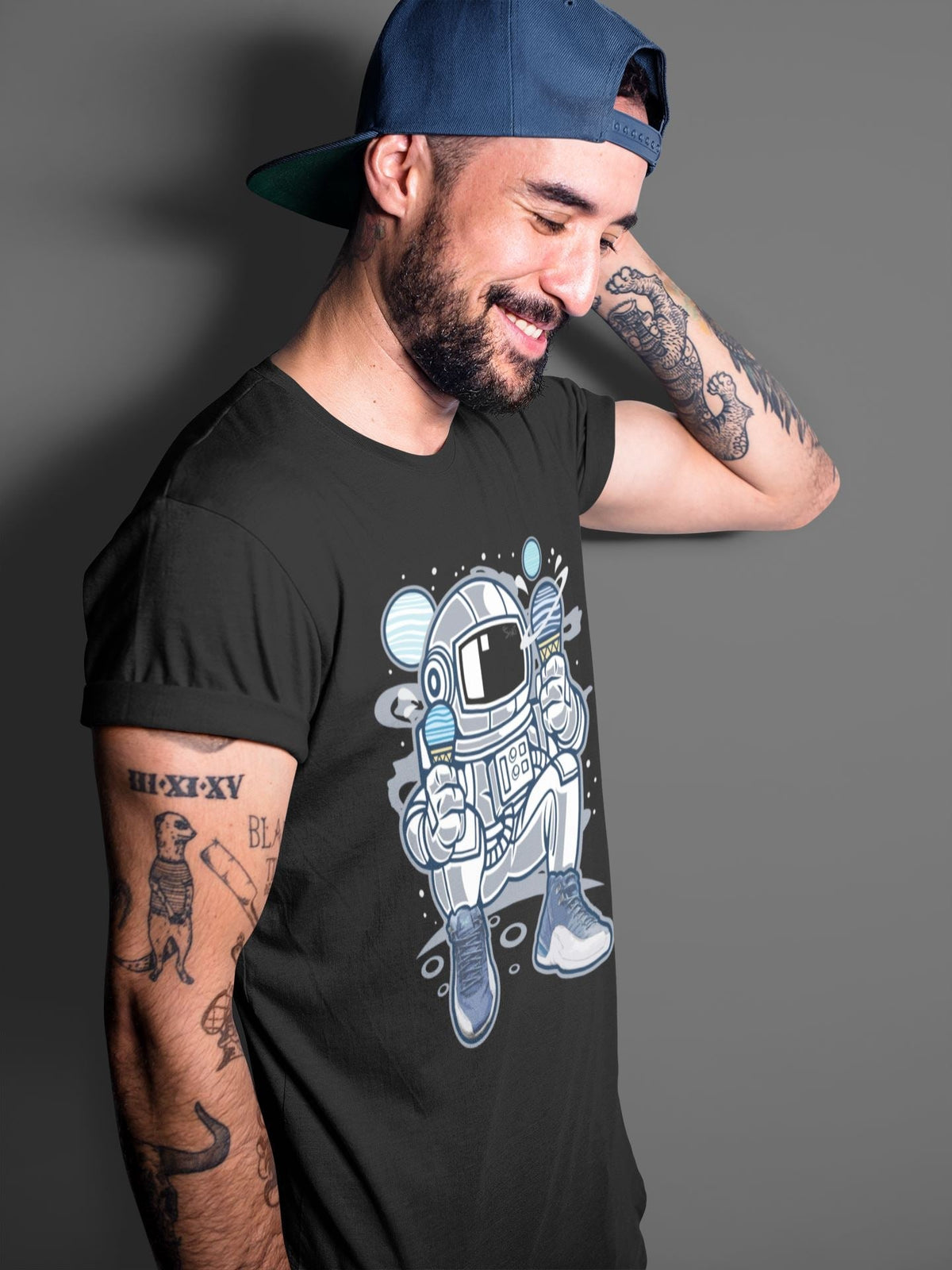 Jordan 12 Stone Blue Sneaker Matching T-Shirt Astronaut Sneaker Tees Jordan 12 Stone Blue Sneaker Release Tees Crew Neck Tees