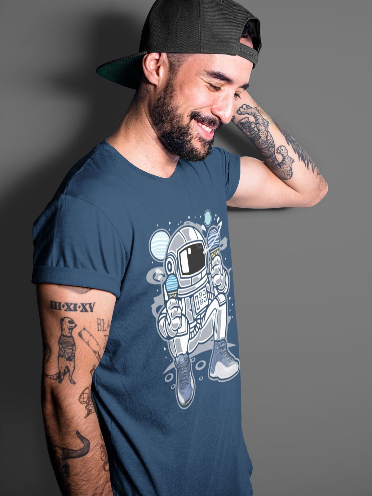 Jordan 12 Stone Blue Sneaker Matching T-Shirt Astronaut Sneaker Tees Jordan 12 Stone Blue Sneaker Release Tees Crew Neck Tees