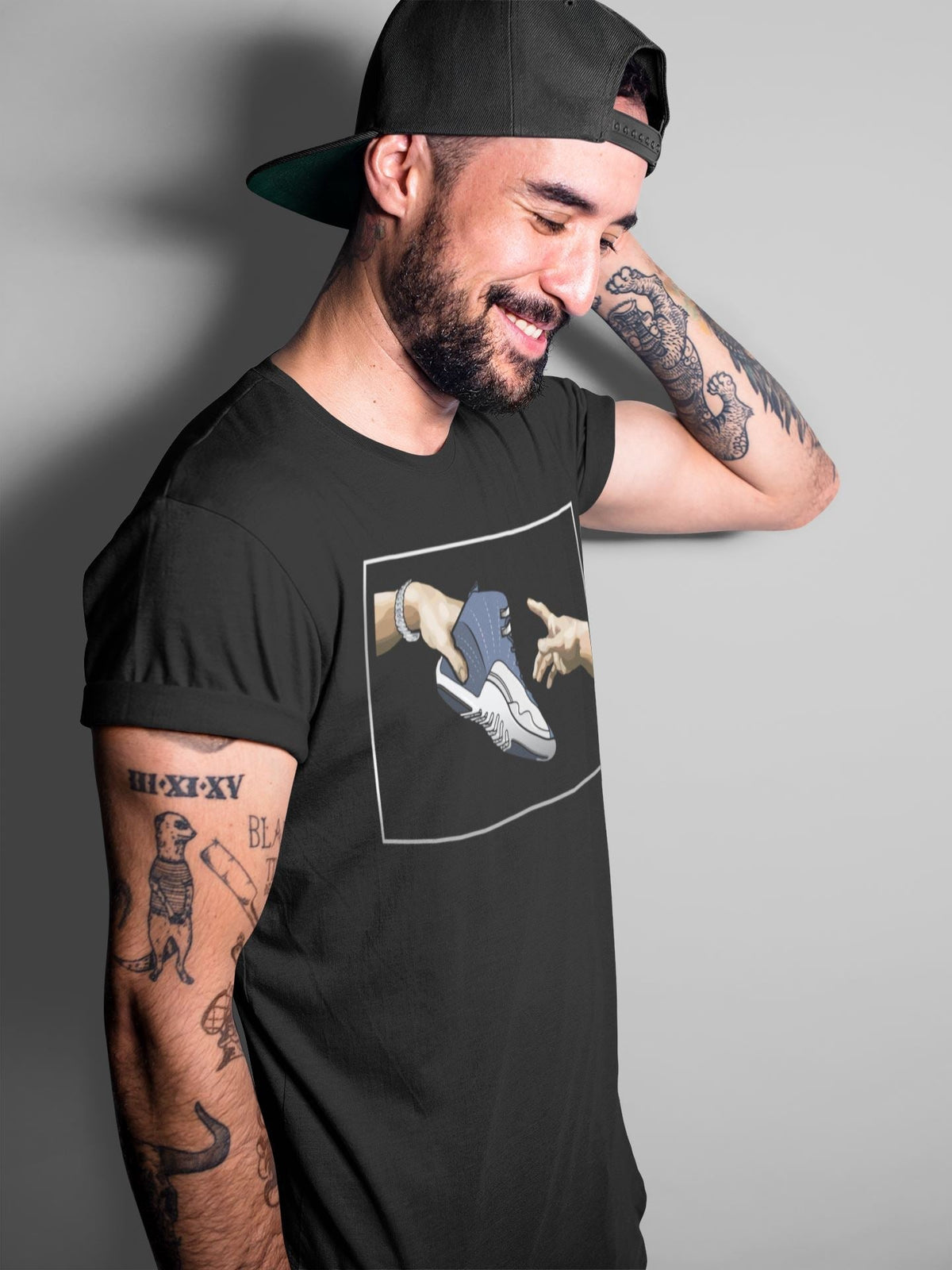 Jordan 12 Stone Blue Sneaker Matching T-Shirt Adam's Creation Sneaker Tees Jordan 12 Stone Blue Sneaker Release Tees Crew Neck Tees