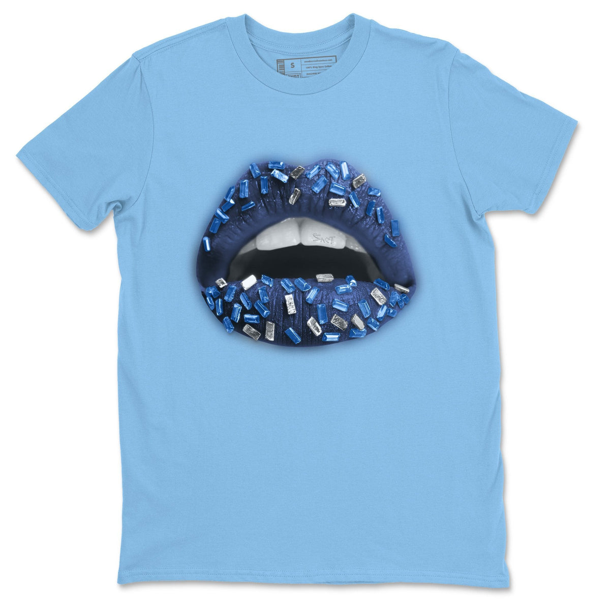 Jordan 12 Stone Blue Sneaker Matching T-Shirt Lips Jewel Sneaker Tees Jordan 12 Stone Blue Sneaker Release Tees Crew Neck Tees