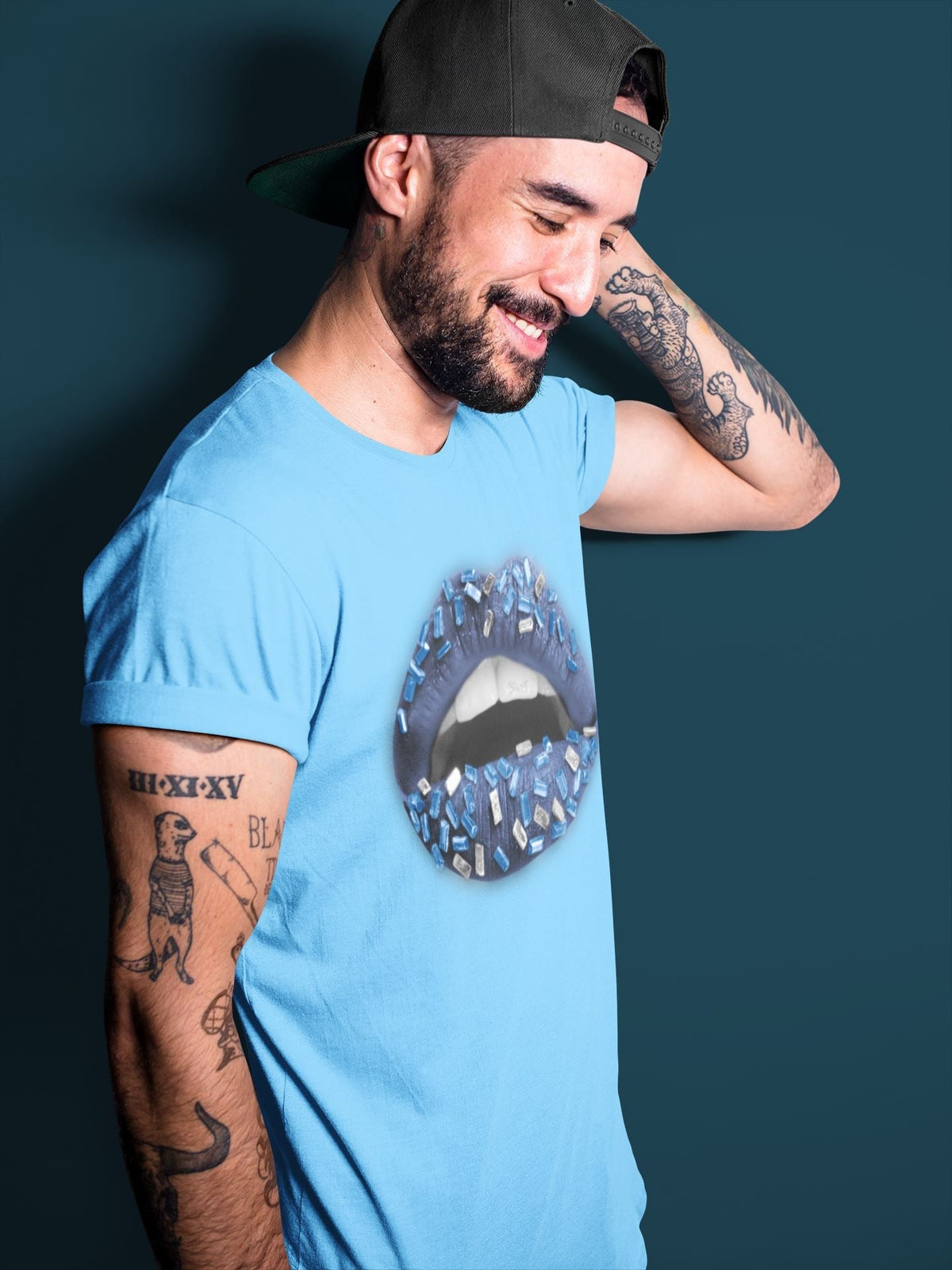 Jordan 12 Stone Blue Sneaker Matching T-Shirt Lips Jewel Sneaker Tees Jordan 12 Stone Blue Sneaker Release Tees Crew Neck Tees