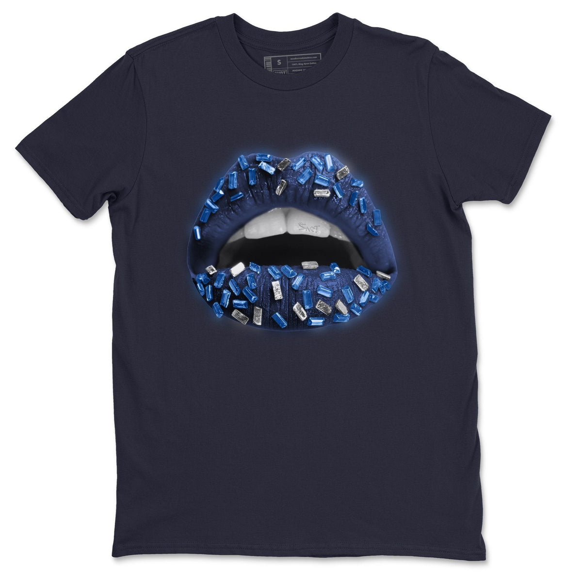 Jordan 12 Stone Blue Sneaker Matching T-Shirt Lips Jewel Sneaker Tees Jordan 12 Stone Blue Sneaker Release Tees Crew Neck Tees