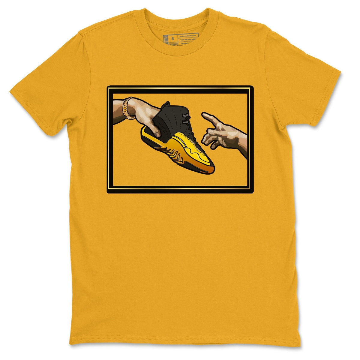 Jordan 12 University Gold Sneaker Matching T-Shirt adam's creation Sneaker Tees Jordan 12 University Gold Sneaker Release Tees Crew Neck Tees