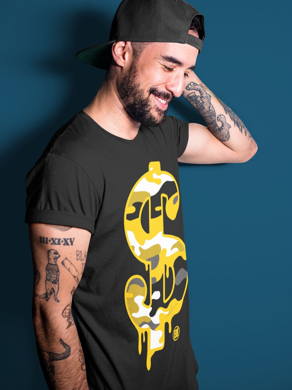 Jordan 12 University Gold Sneaker Matching T-Shirt Dollar Camo Sneaker Tees Jordan 12 University Gold Sneaker Release Tees Crew Neck Tees