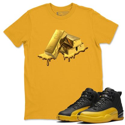 Jordan 12 University Gold Sneaker Tees Drip Gear Zone Gold Bar Sneaker Tees Jordan 12 University Gold Shirt Unisex Shirts