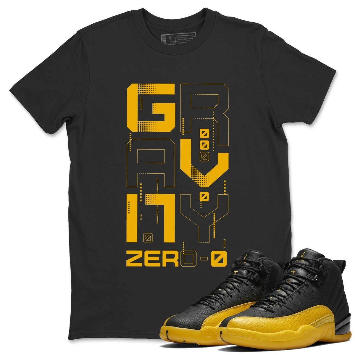 Jordan 12 University Gold Sneaker Matching T-Shirt Zero Gravity Sneaker Tees Jordan 12 University Gold Sneaker Release Tees Crew Neck Tees