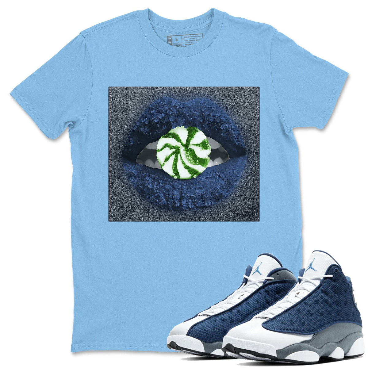 Jordan 13 Flint Sneaker Matching T-Shirt Lips Candy Sneaker Tees Jordan 13 Flint Sneaker Release Tees Crew Neck Tees