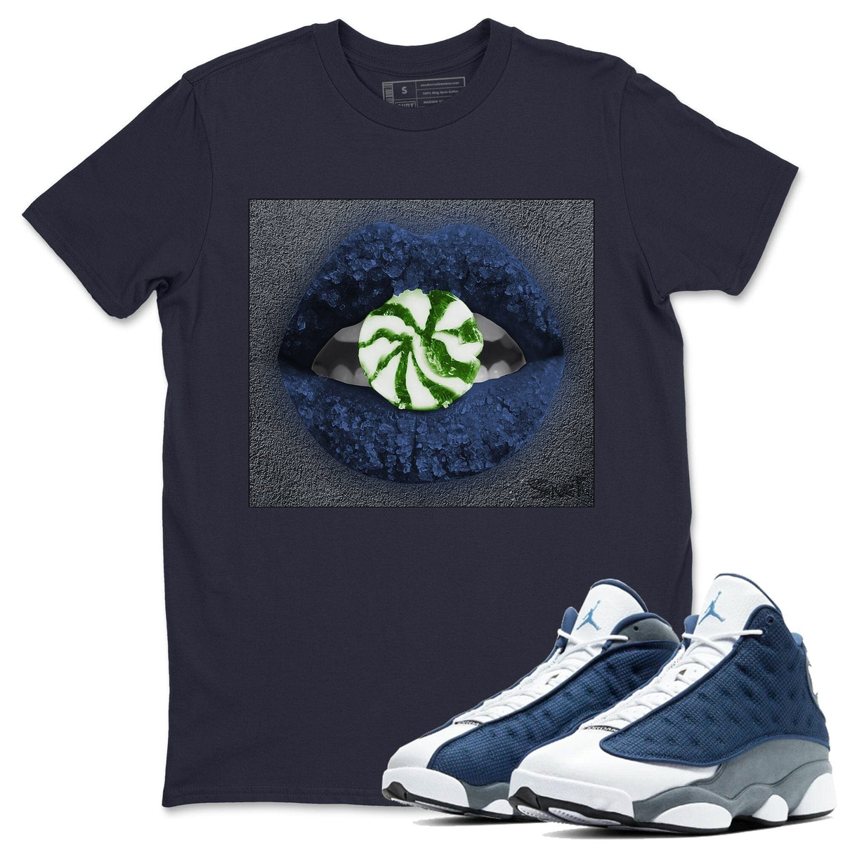 Jordan 13 Flint Sneaker Matching T-Shirt Lips Candy Sneaker Tees Jordan 13 Flint Sneaker Release Tees Crew Neck Tees