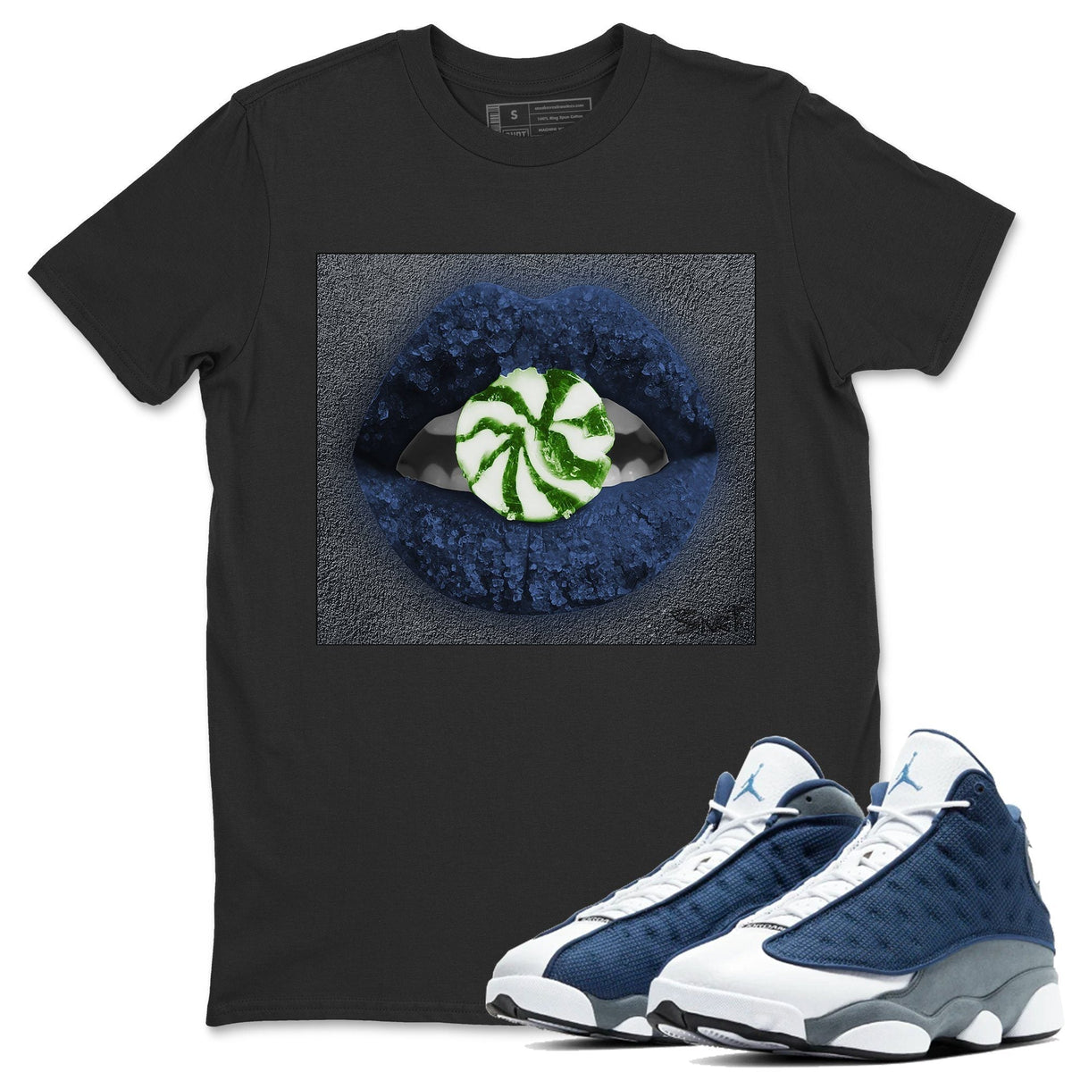 Jordan 13 Flint Sneaker Matching T-Shirt Lips Candy Sneaker Tees Jordan 13 Flint Sneaker Release Tees Crew Neck Tees