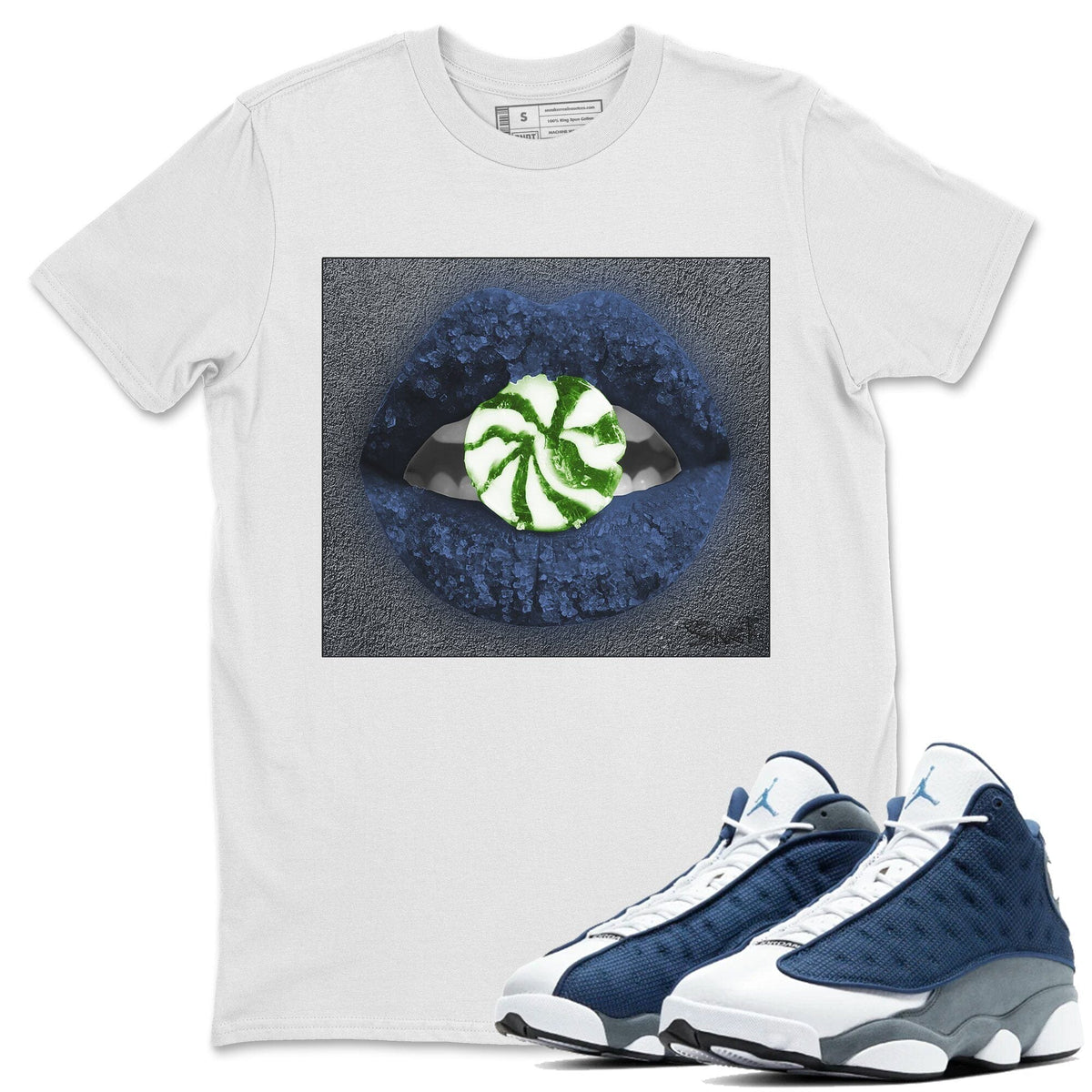 Jordan 13 Flint Sneaker Matching T-Shirt Lips Candy Sneaker Tees Jordan 13 Flint Sneaker Release Tees Crew Neck Tees