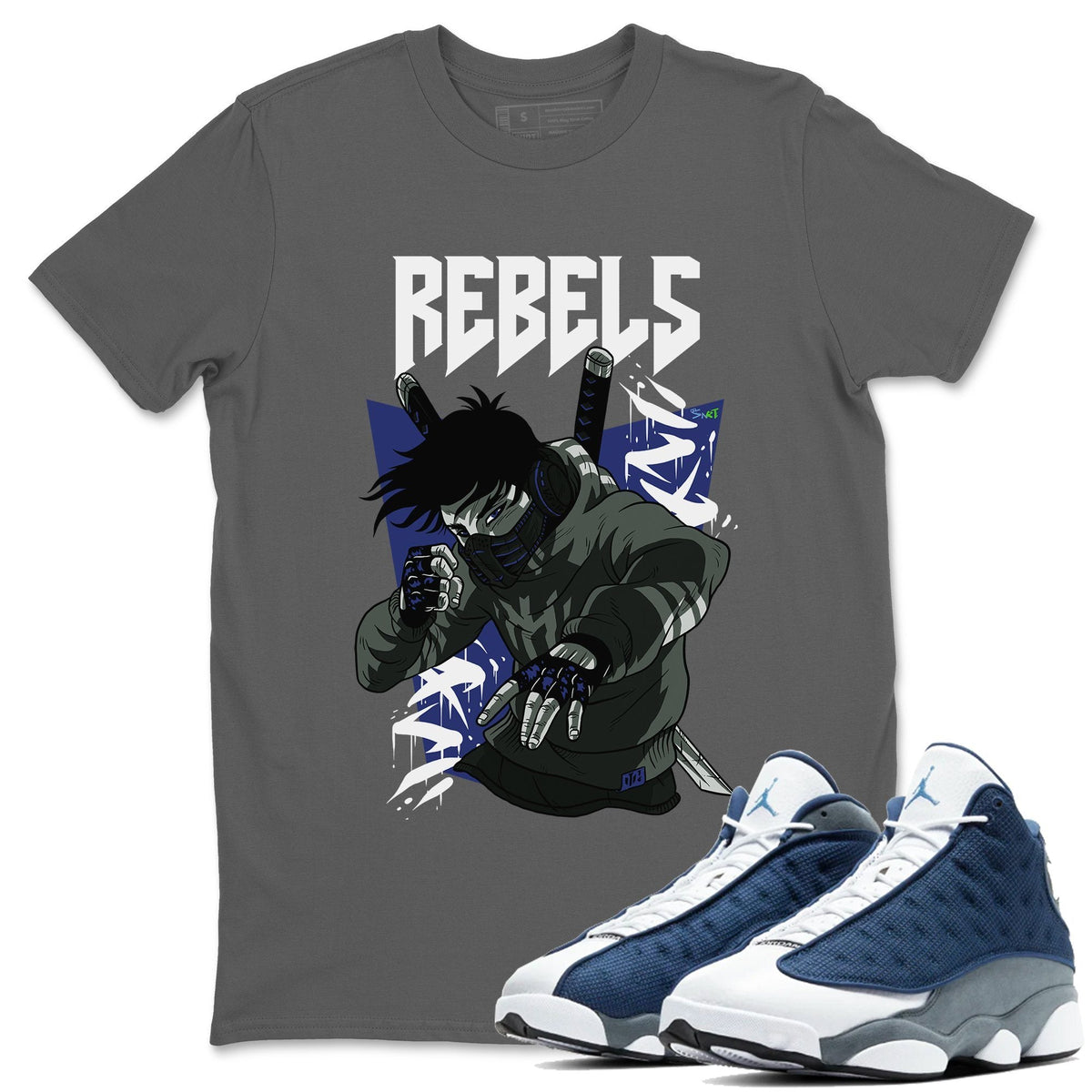 Jordan 13 Flint Sneaker Matching T-Shirt Rebels Sneaker Tees Jordan 13 Flint Sneaker Release Tees Crew Neck Tees