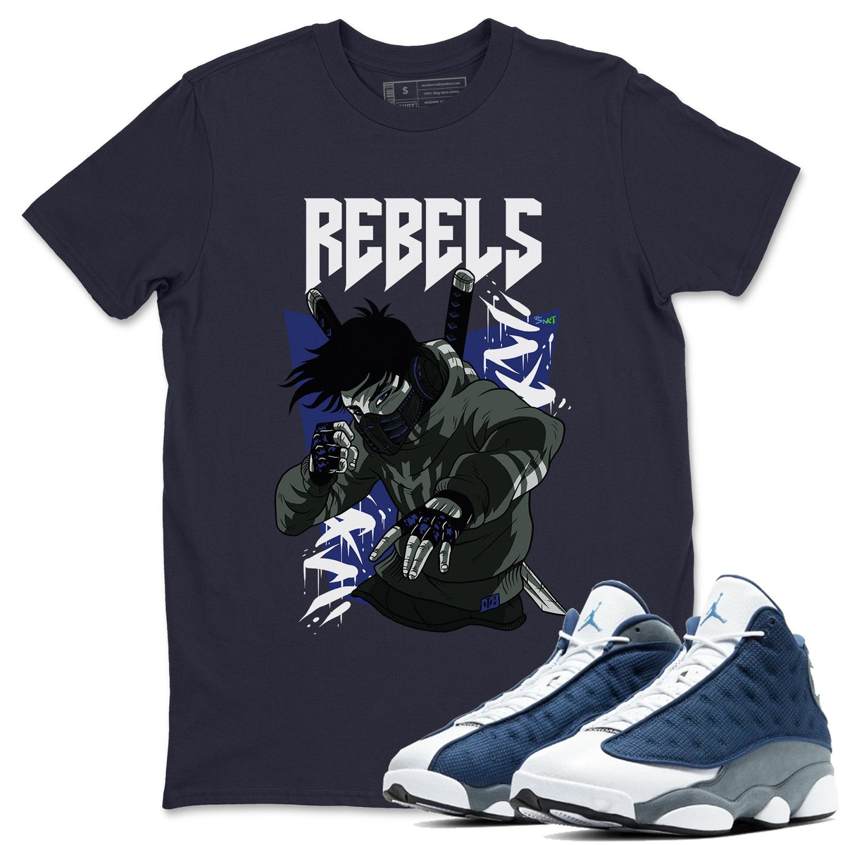 Jordan 13 Flint Sneaker Matching T-Shirt Rebels Sneaker Tees Jordan 13 Flint Sneaker Release Tees Crew Neck Tees