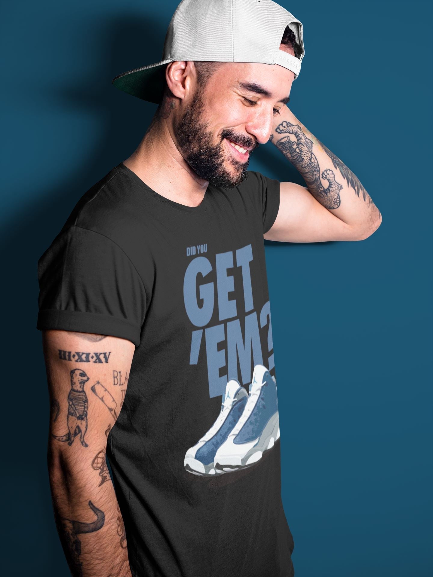 Jordan 13 Flint Sneaker Matching T-Shirt Did You Get Em SNRT Sneaker Tees Jordan 13 Flint Drip Gear Zone Crew Neck Tees