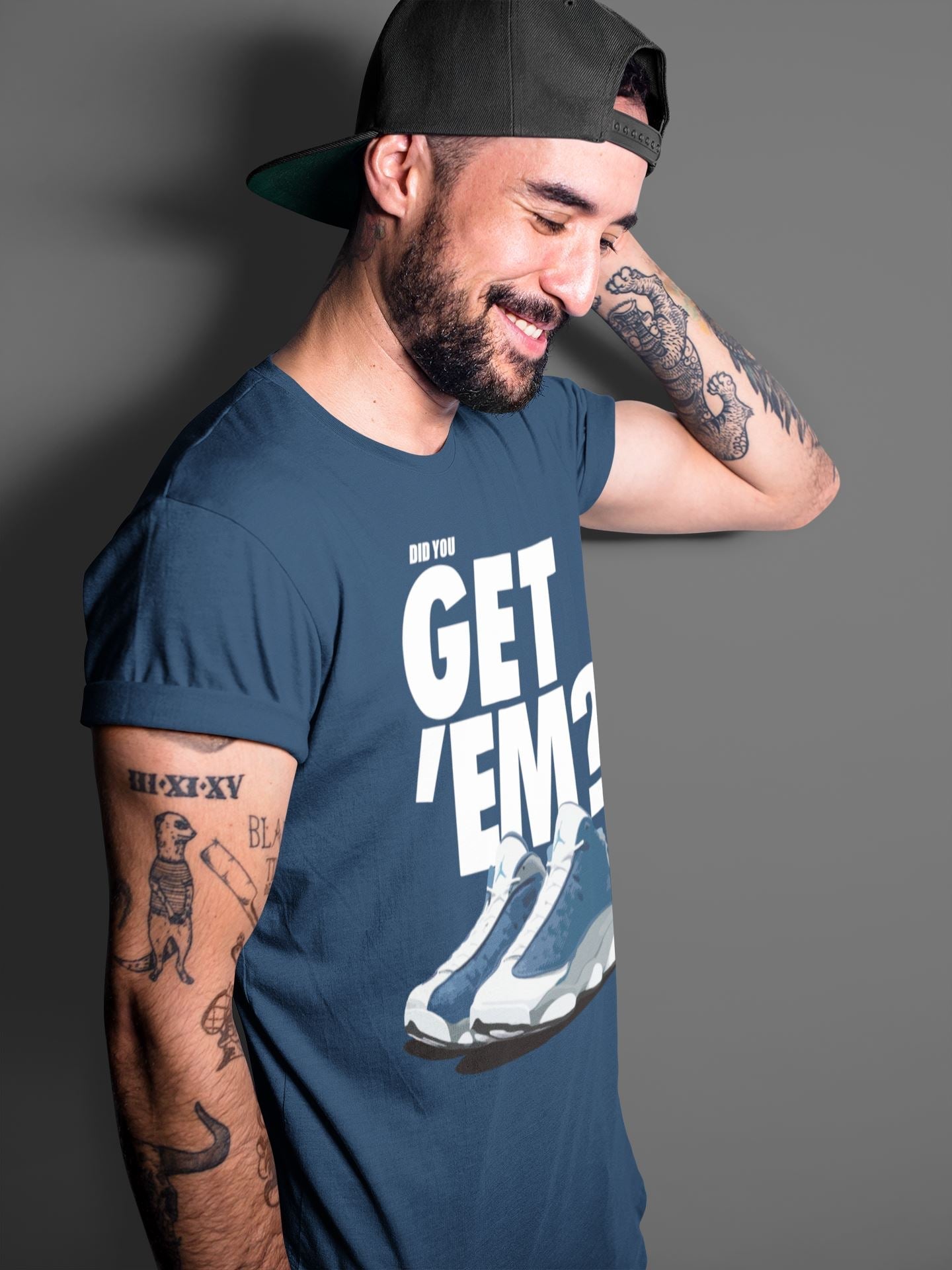 Jordan 13 Flint Sneaker Matching T-Shirt Did You Get Em SNRT Sneaker Tees Jordan 13 Flint Drip Gear Zone Crew Neck Tees