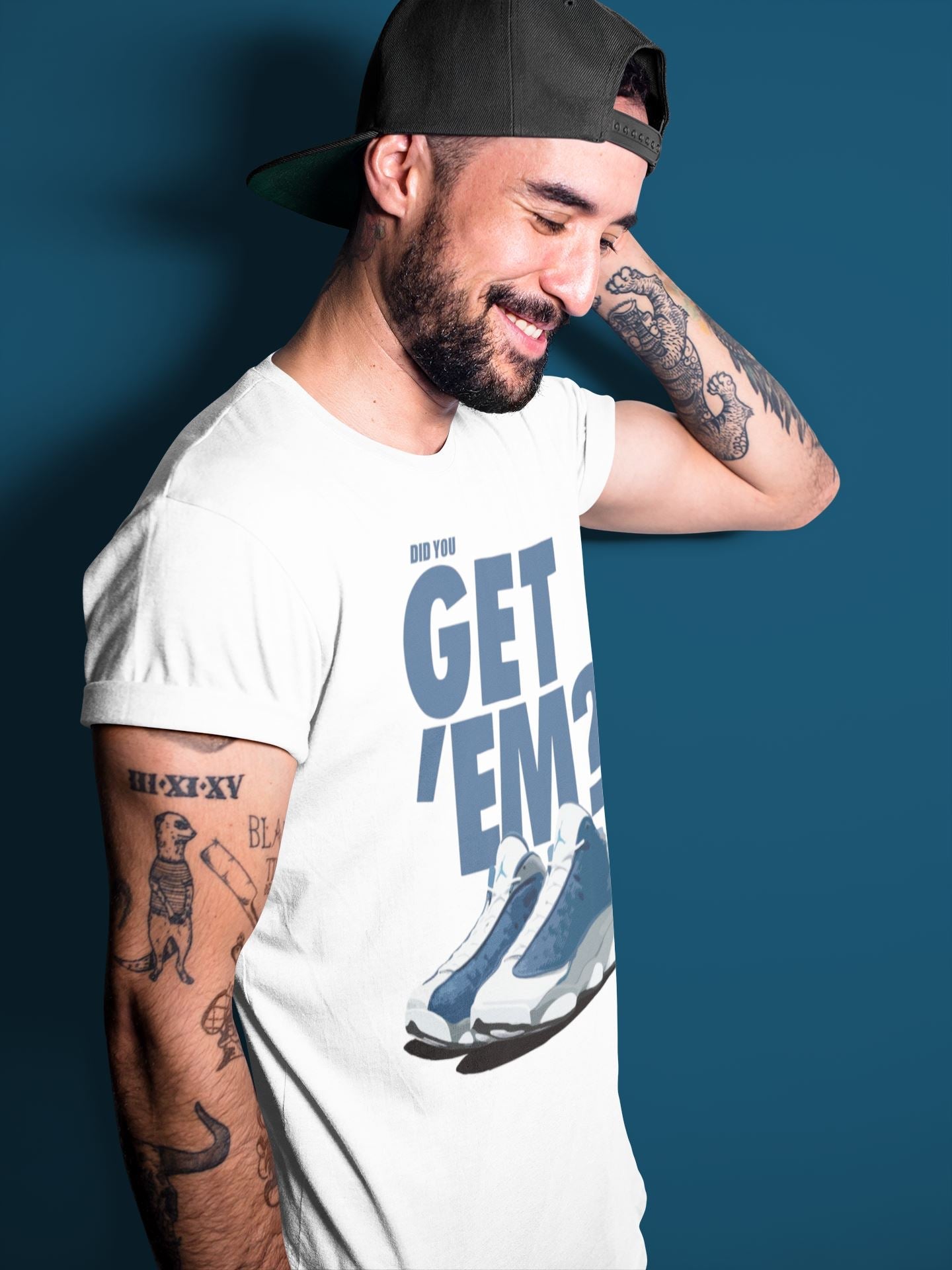 Jordan 13 Flint Sneaker Matching T-Shirt Did You Get Em SNRT Sneaker Tees Jordan 13 Flint Drip Gear Zone Crew Neck Tees