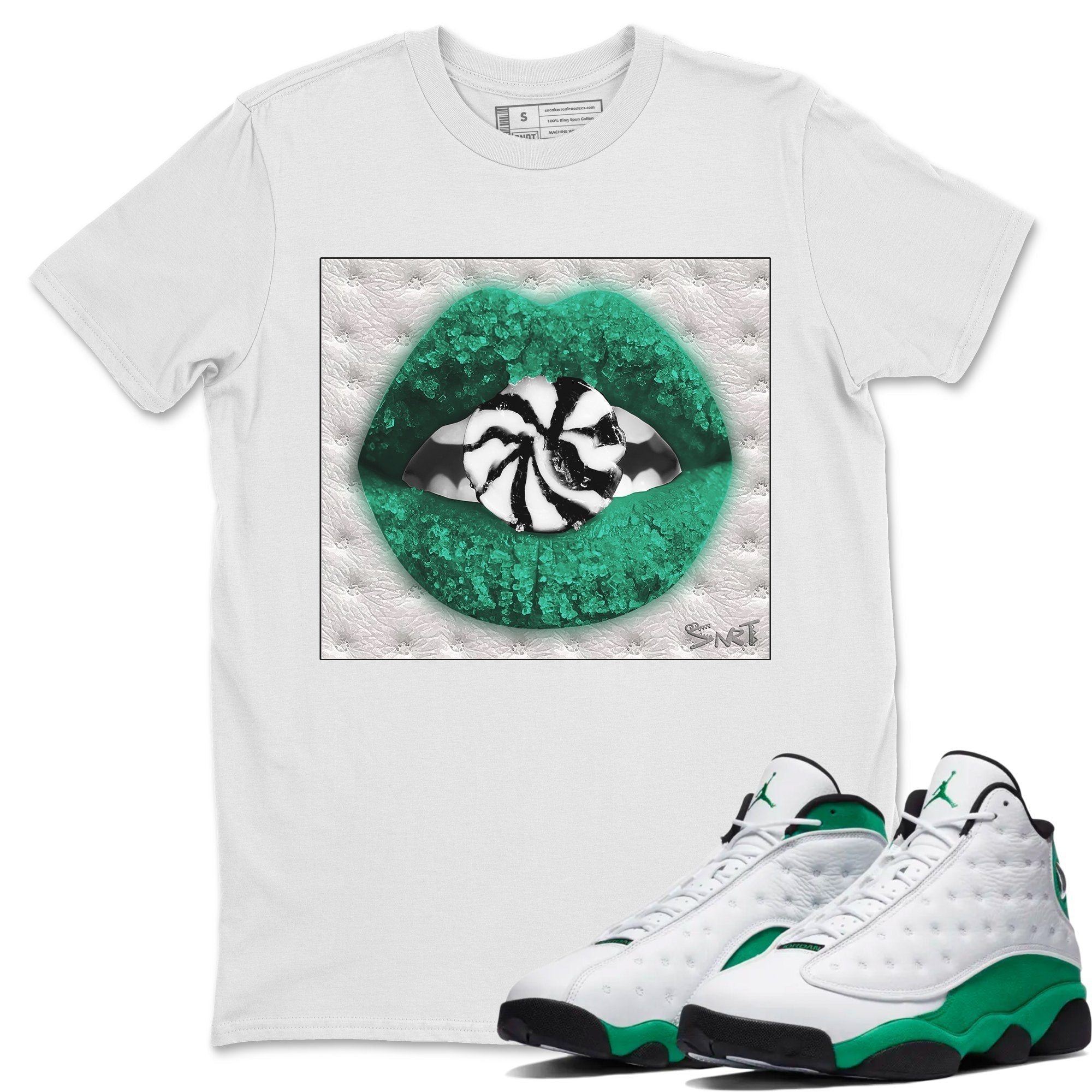Jordan 13 Lucky Green Shirt To Match Jordans Lips Candy Sneaker Tees Jordan 13 Lucky Green Drip Gear Zone Sneaker Matching Clothing Unisex Shirts