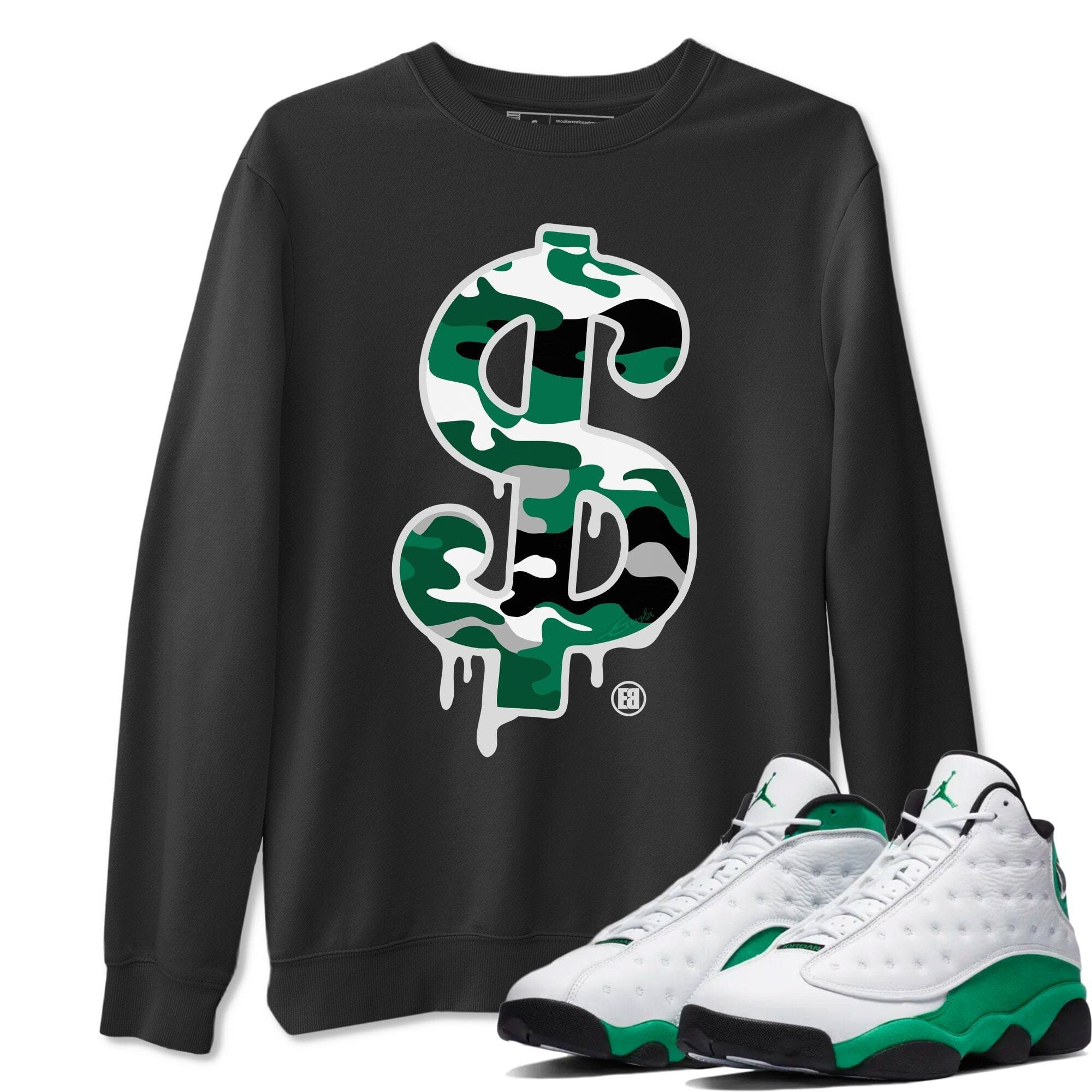 Jordan 13 Lucky Green Shirt To Match Jordans Dollar Camo Sneaker Tees Jordan 13 Lucky Green Drip Gear Zone Sneaker Matching Clothing Unisex Shirts