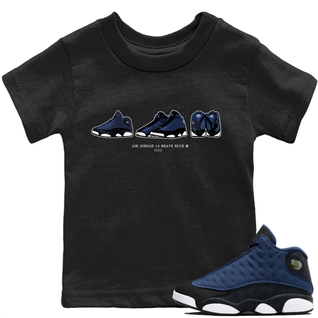 Jordan 13 Brave Blue Sneaker Matching T-Shirt Air Jordan 13 Prelude Sneaker Tees Jordan 13 Brave Blue Sneaker Release Tees Kids Shirts