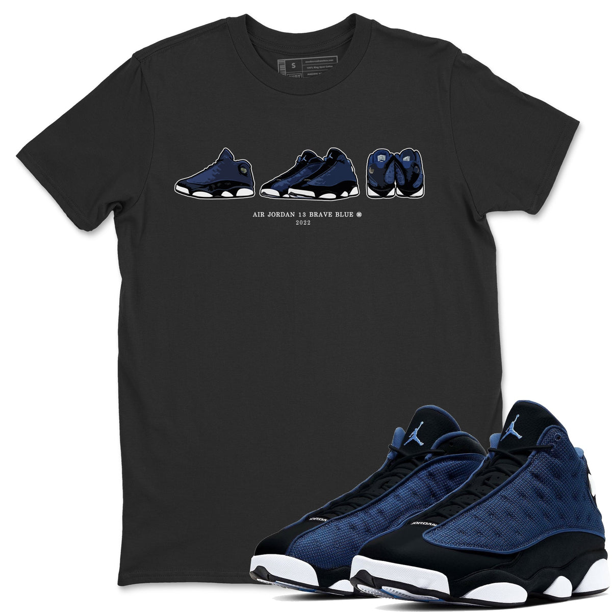Jordan 13 Brave Blue Sneaker Matching T-Shirt Air Jordan 13 Prelude Sneaker Tees Jordan 13 Brave Blue Sneaker Release Tees Crew Neck Tees