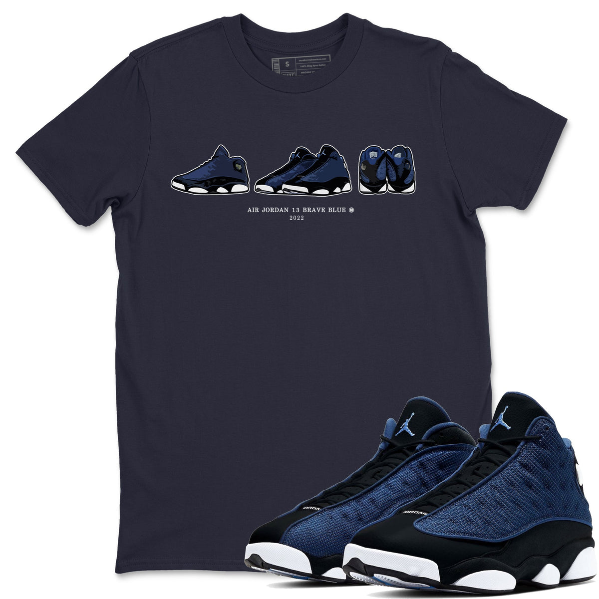 Jordan 13 Brave Blue Sneaker Matching T-Shirt Air Jordan 13 Prelude Sneaker Tees Jordan 13 Brave Blue Sneaker Release Tees Crew Neck Tees