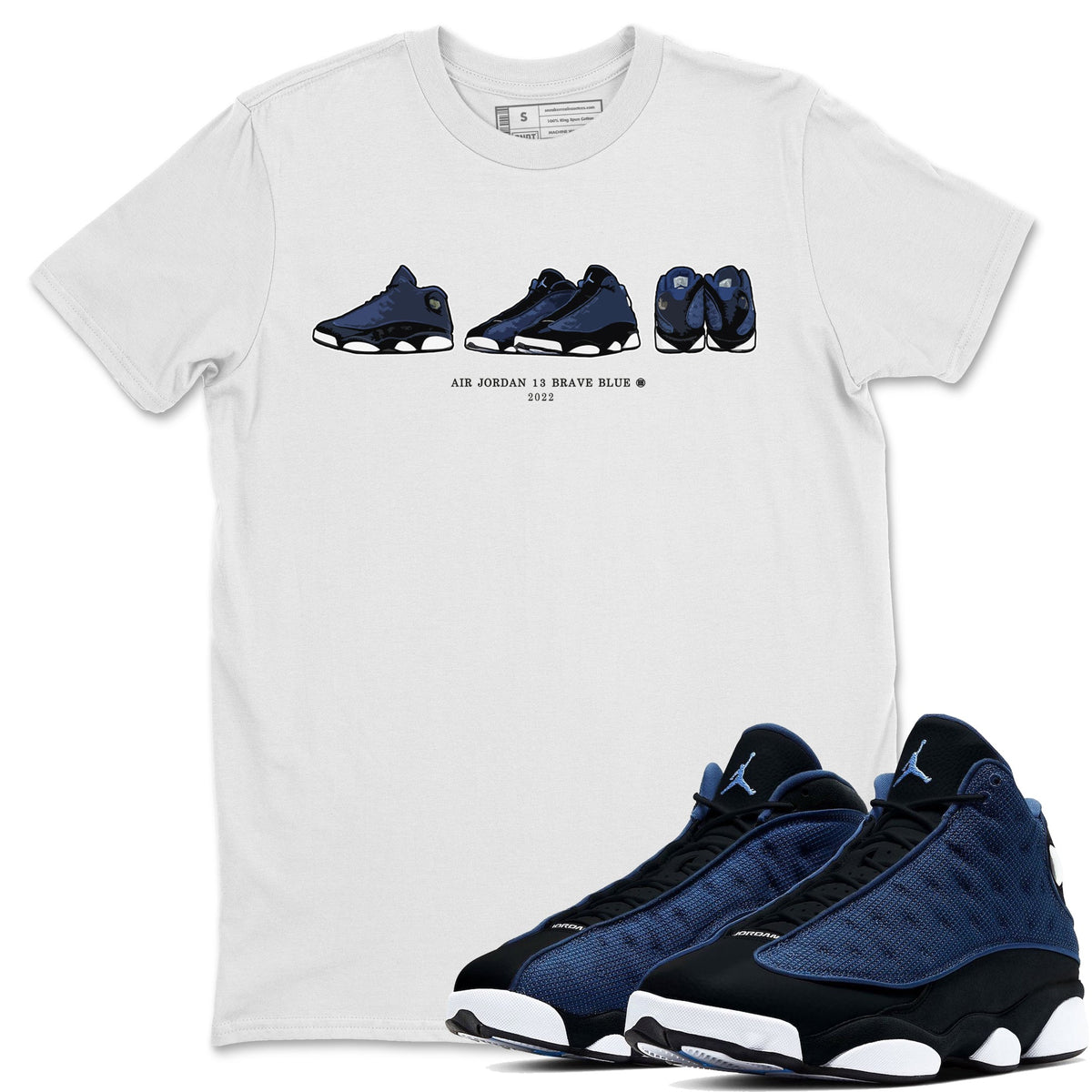 Jordan 13 Brave Blue Sneaker Matching T-Shirt Air Jordan 13 Prelude Sneaker Tees Jordan 13 Brave Blue Sneaker Release Tees Crew Neck Tees