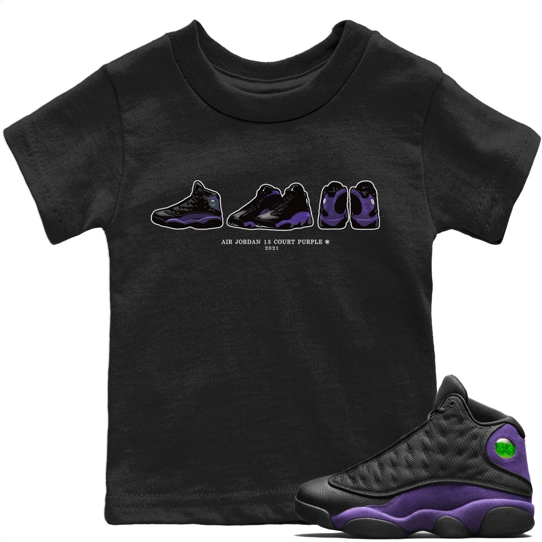Jordan 13 Court Purple Sneaker Matching T-Shirt Air Jordan 13 Prelude Sneaker Tees Jordan 13 Court Purple Sneaker Release Tees Kids Shirts