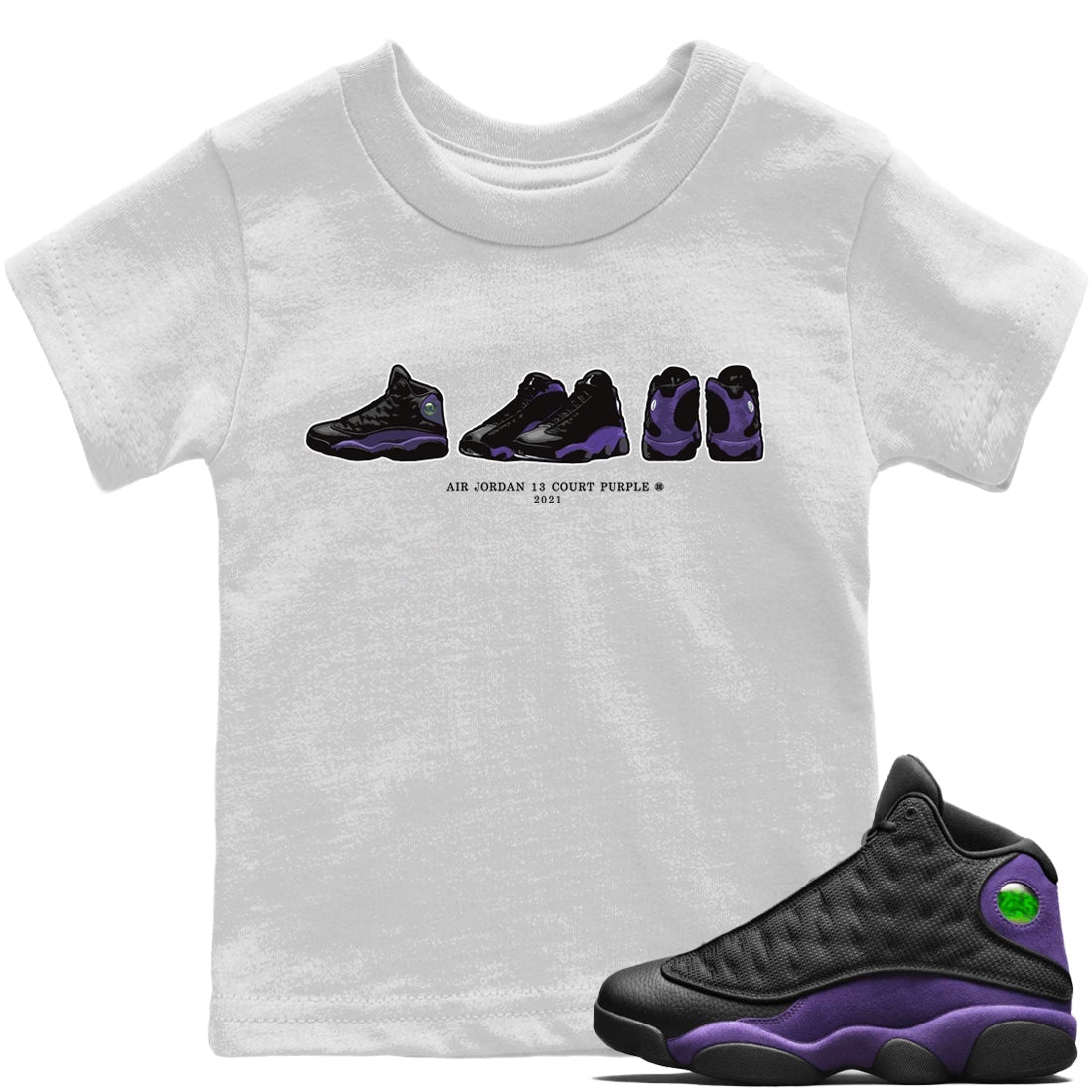 Jordan 13 Court Purple Sneaker Matching T-Shirt Air Jordan 13 Prelude Sneaker Tees Jordan 13 Court Purple Sneaker Release Tees Kids Shirts