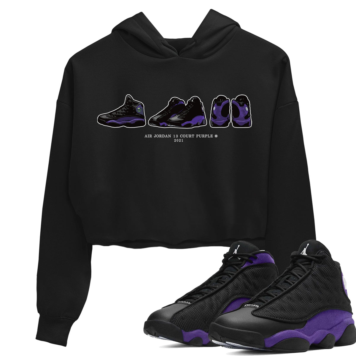 Jordan 13 Court Purple Sneaker Matching T-Shirt Air Jordan 13 Prelude Sneaker Tees Jordan 13 Court Purple Sneaker Release Tees Women's Shirts