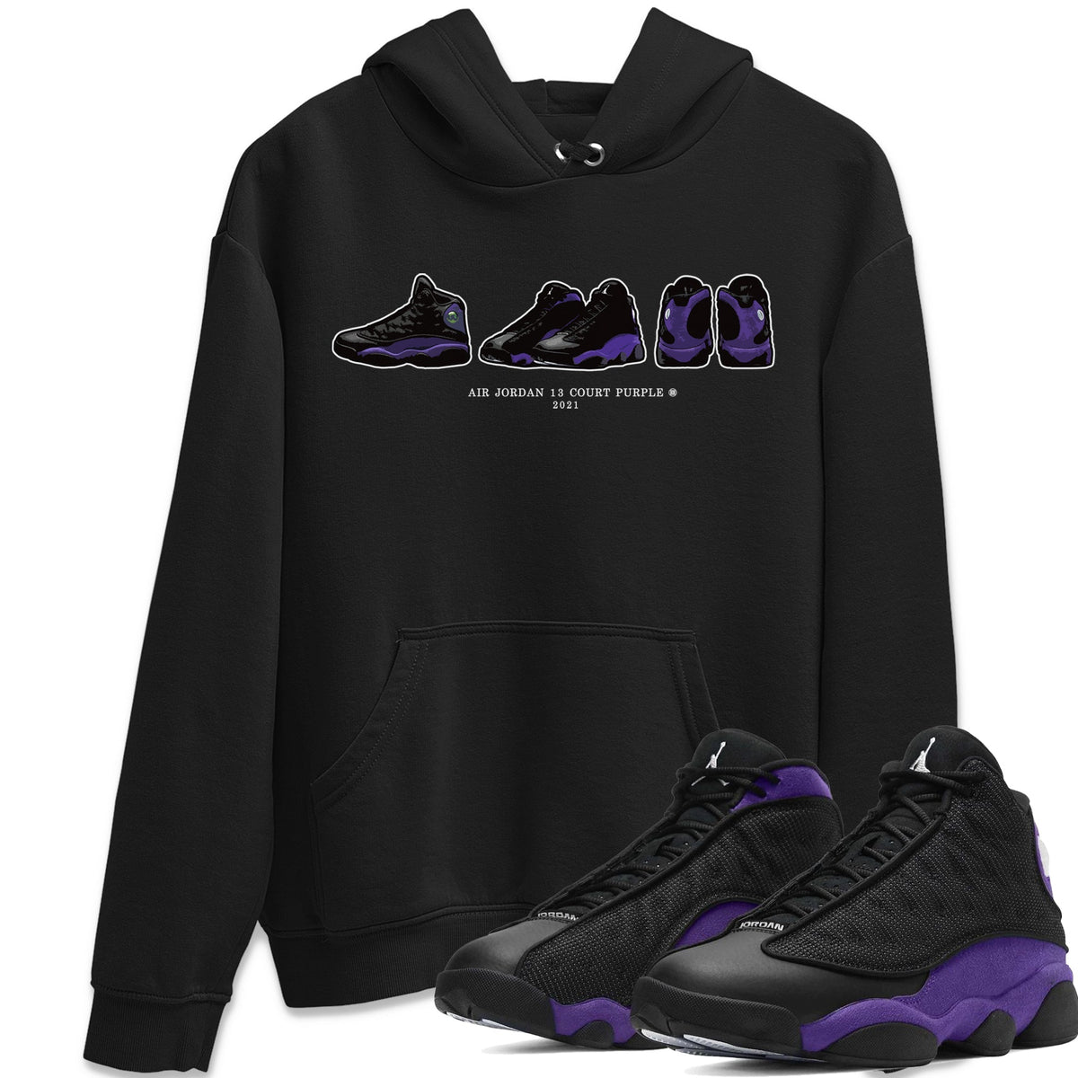 Jordan 13 Court Purple Sneaker Matching T-Shirt Air Jordan 13 Prelude Sneaker Tees Jordan 13 Court Purple Sneaker Release Tees Crew Neck Tees
