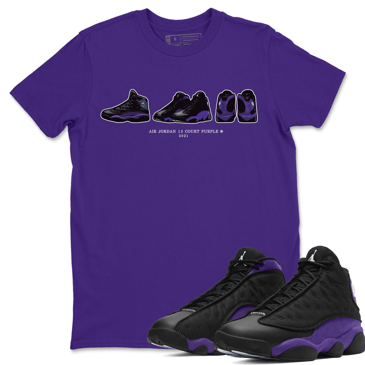 Jordan 13 Court Purple Sneaker Matching T-Shirt Air Jordan 13 Prelude Sneaker Tees Jordan 13 Court Purple Sneaker Release Tees Crew Neck Tees