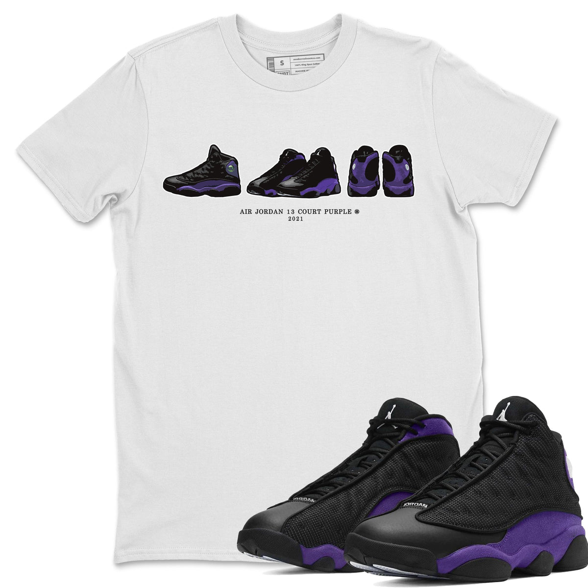 Jordan 13 Court Purple Sneaker Matching T-Shirt Air Jordan 13 Prelude Sneaker Tees Jordan 13 Court Purple Sneaker Release Tees Crew Neck Tees