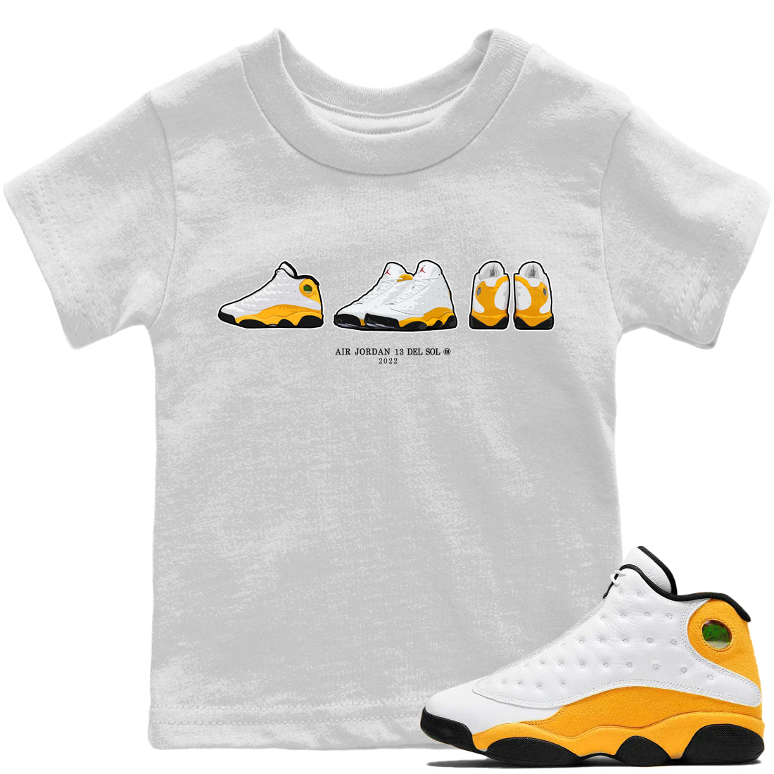 Jordan 13 Del Sol Sneaker Matching T-Shirt Air Jordan 13 Prelude Sneaker Tees Jordan 13 Del Sol Sneaker Release Tees Kids Shirts
