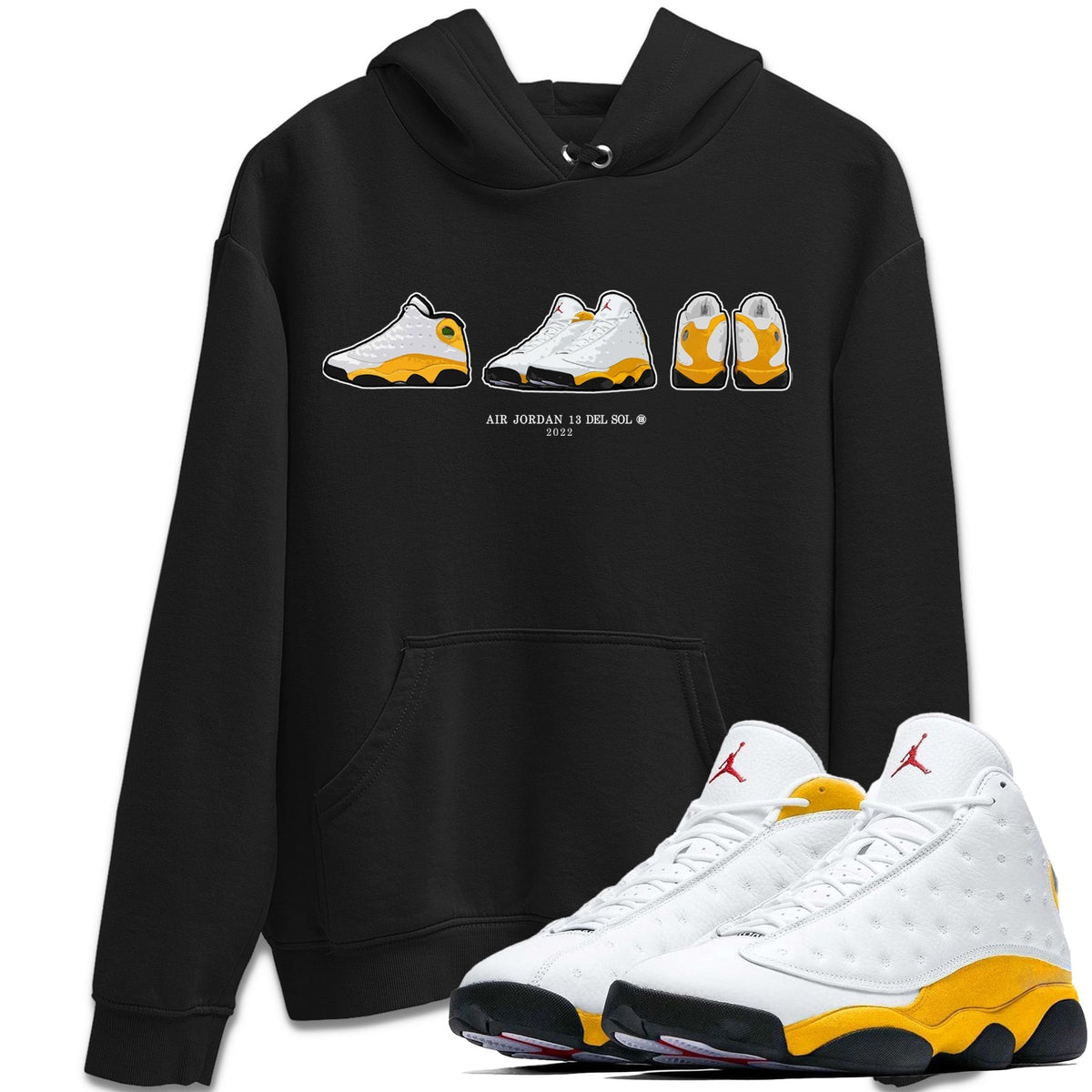 Jordan 13 Del Sol Sneaker Matching T-Shirt Air Jordan 13 Prelude Sneaker Tees Jordan 13 Del Sol Sneaker Release Tees Crew Neck Tees