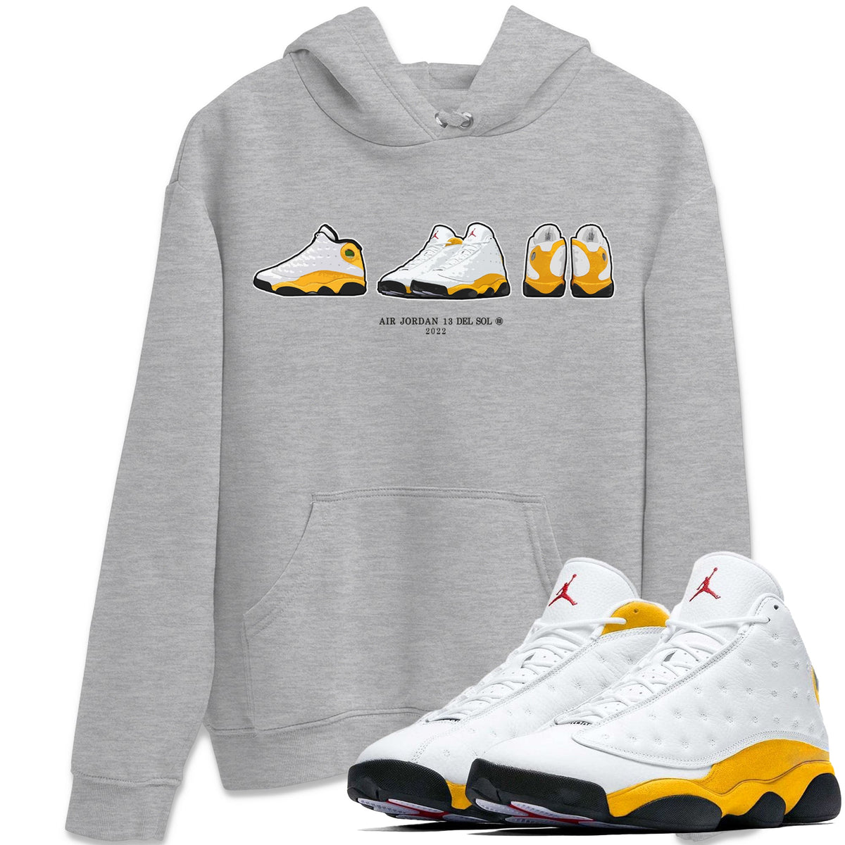 Jordan 13 Del Sol Sneaker Matching T-Shirt Air Jordan 13 Prelude Sneaker Tees Jordan 13 Del Sol Sneaker Release Tees Crew Neck Tees