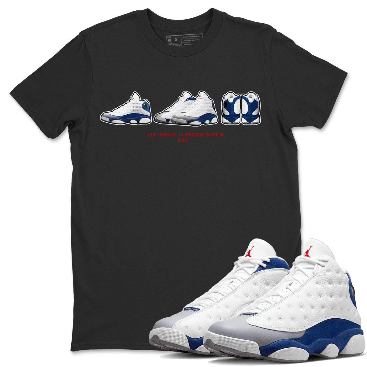 Jordan 13 French Blue Sneaker Matching T-Shirt Air Jordan 13 Prelude Sneaker Tees Jordan 13 French Blue Sneaker Release Tees Crew Neck Tees