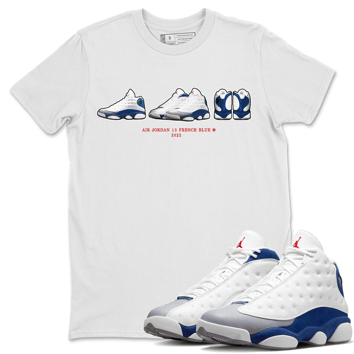 Jordan 13 French Blue Sneaker Matching T-Shirt Air Jordan 13 Prelude Sneaker Tees Jordan 13 French Blue Sneaker Release Tees Crew Neck Tees
