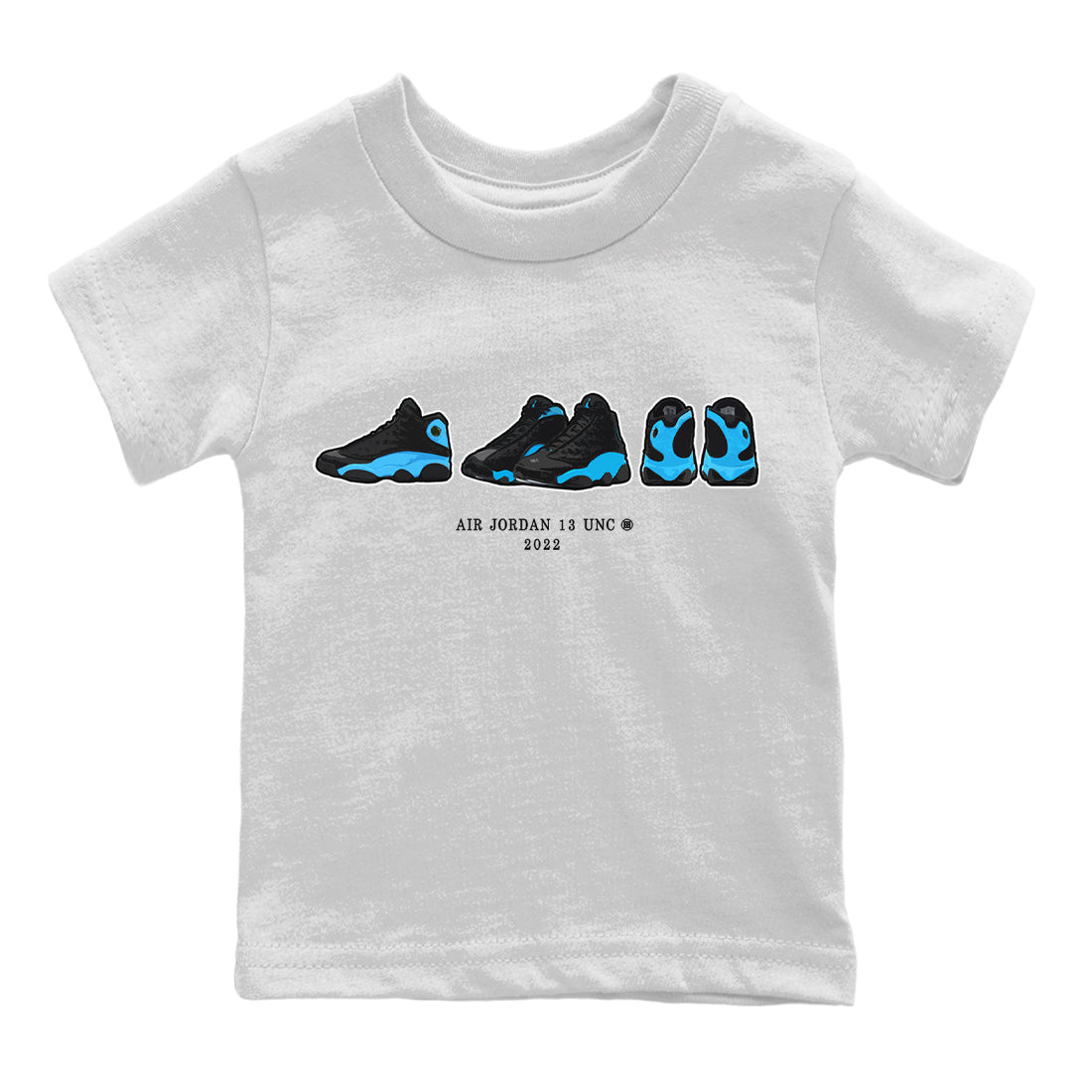 Jordan 13 UNC Sneaker Matching T-Shirt Air Jordan 13 Prelude Sneaker Tees Jordan 13 UNC Sneaker Release Tees Kids Shirts
